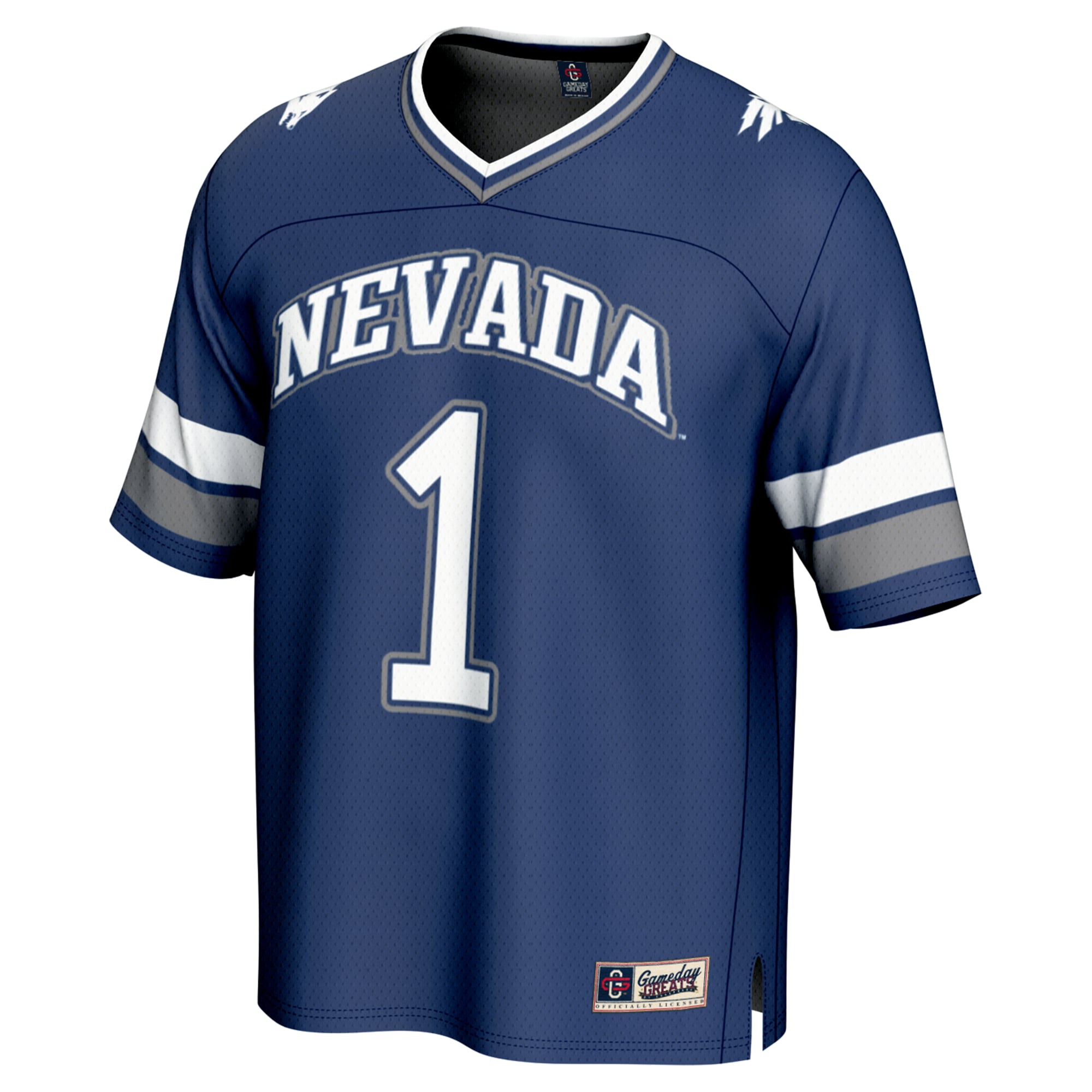 #1 Nevada Wolf Pack Unisex Lightweight Collegiate Football Fashion Jersey Navy - front view