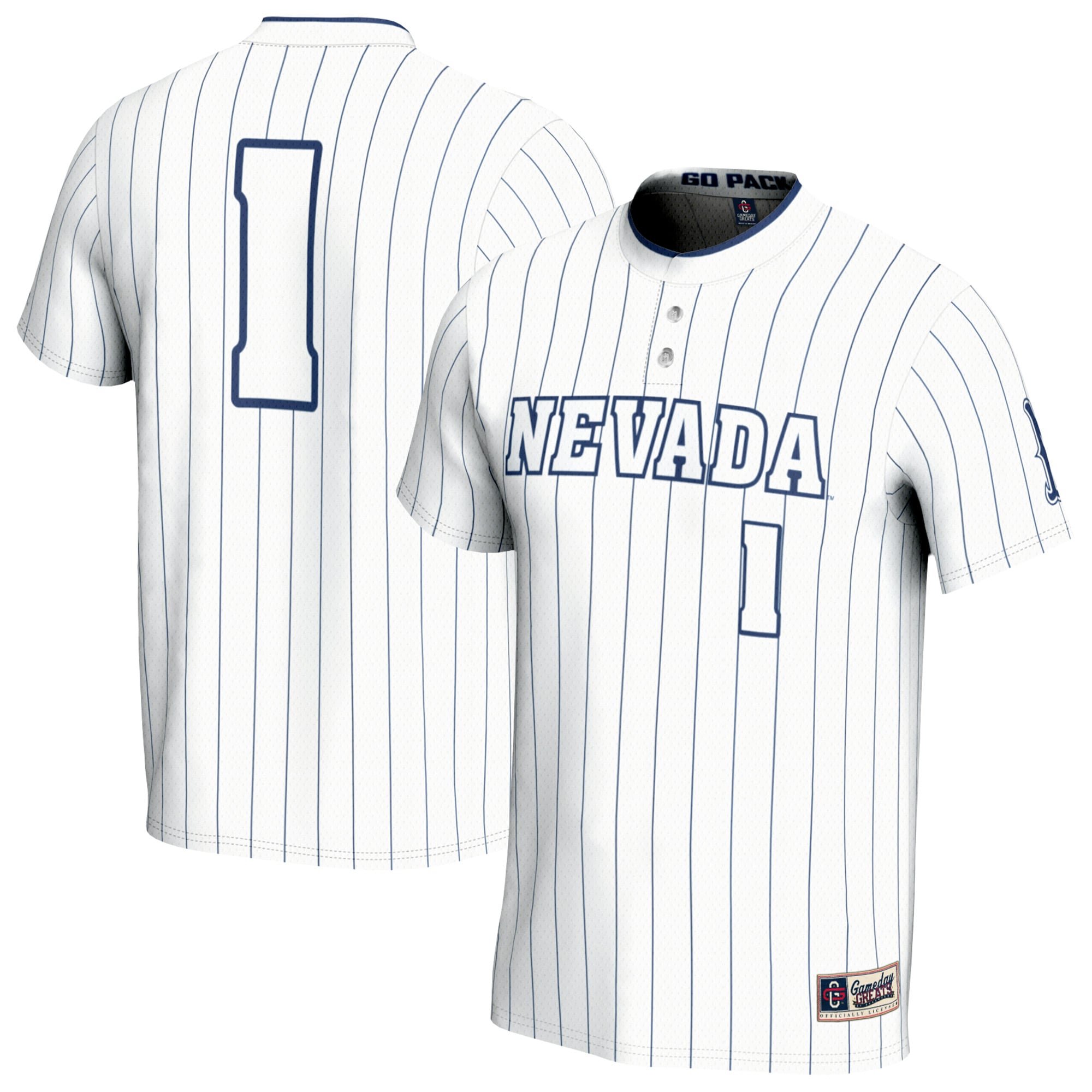 #1 Nevada Wolf Pack Unisex Lightweight Collegiate Softball Fashion Jersey - front and back view