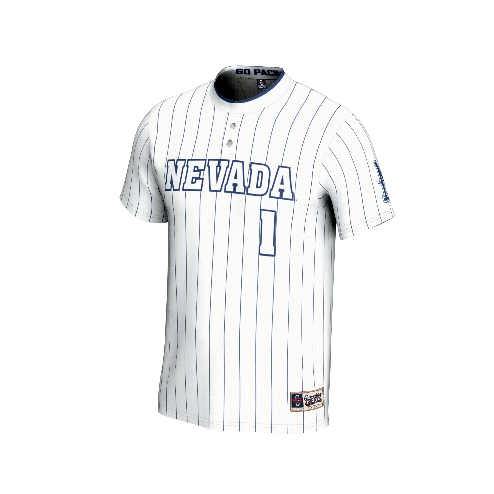 #1 Nevada Wolf Pack Unisex Lightweight Collegiate Softball Fashion Jersey White - front view