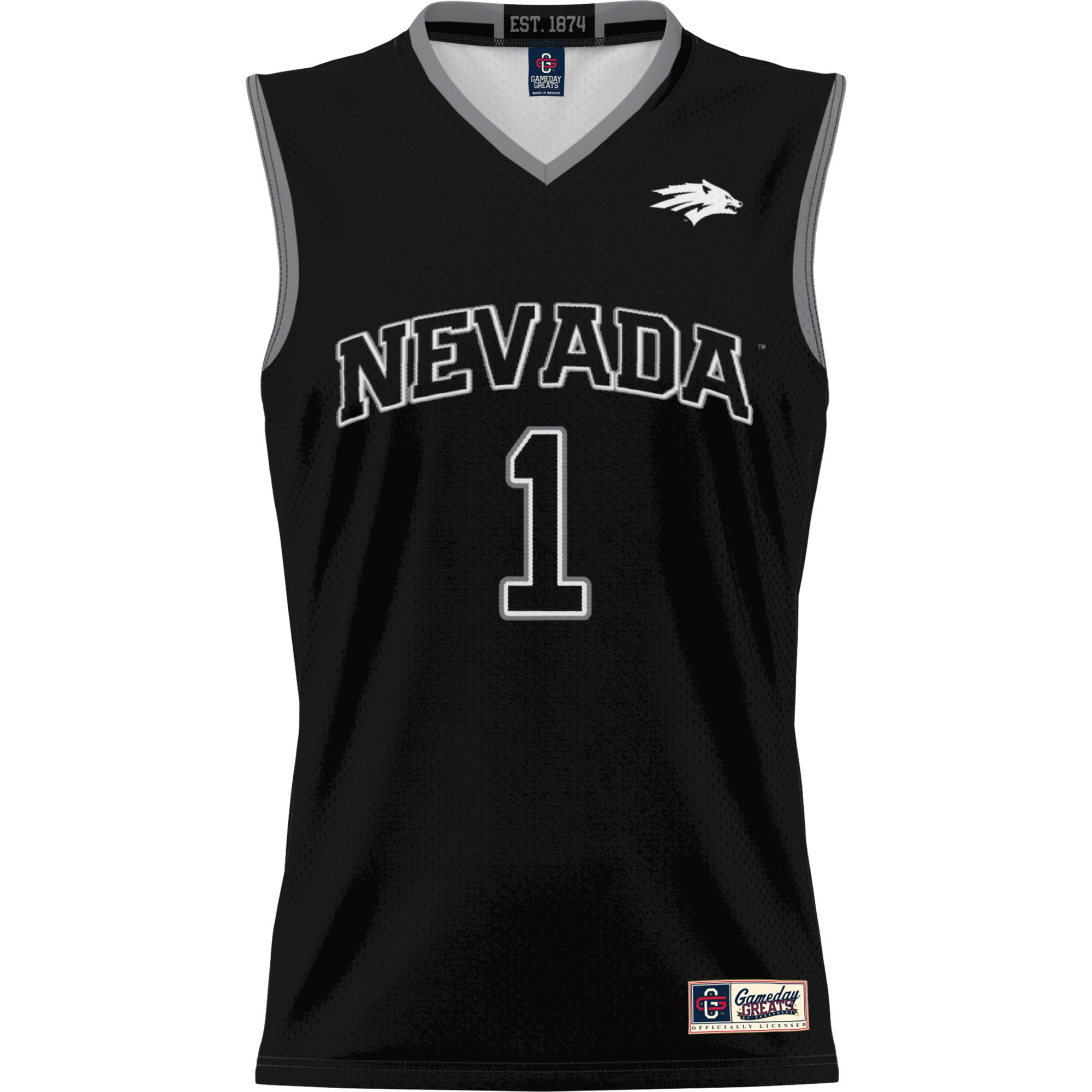#1 Nevada Wolf Pack Youth Lightweight Basketball Jersey Black - front view