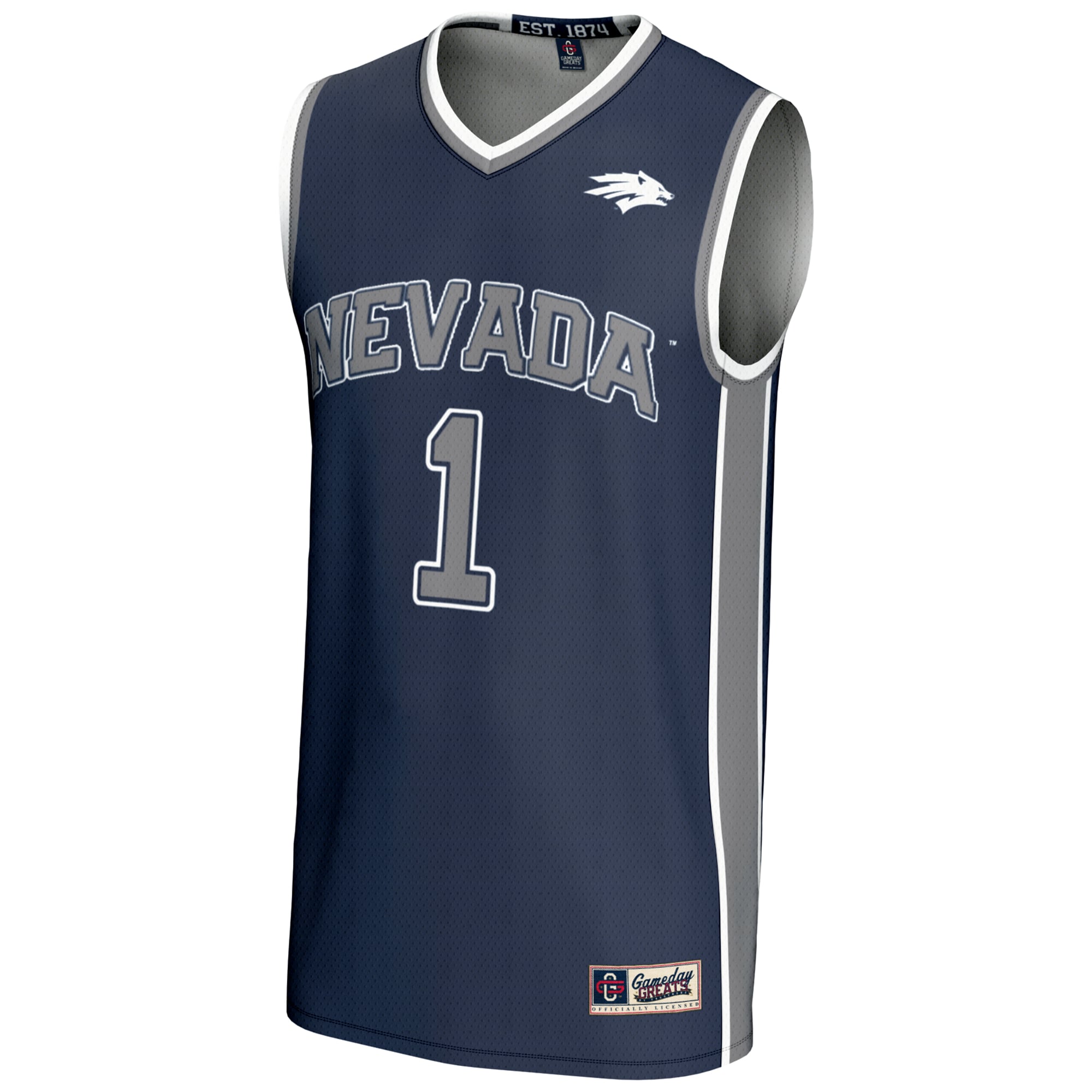 #1 Nevada Wolf Pack Youth Lightweight Basketball Jersey Navy - front view