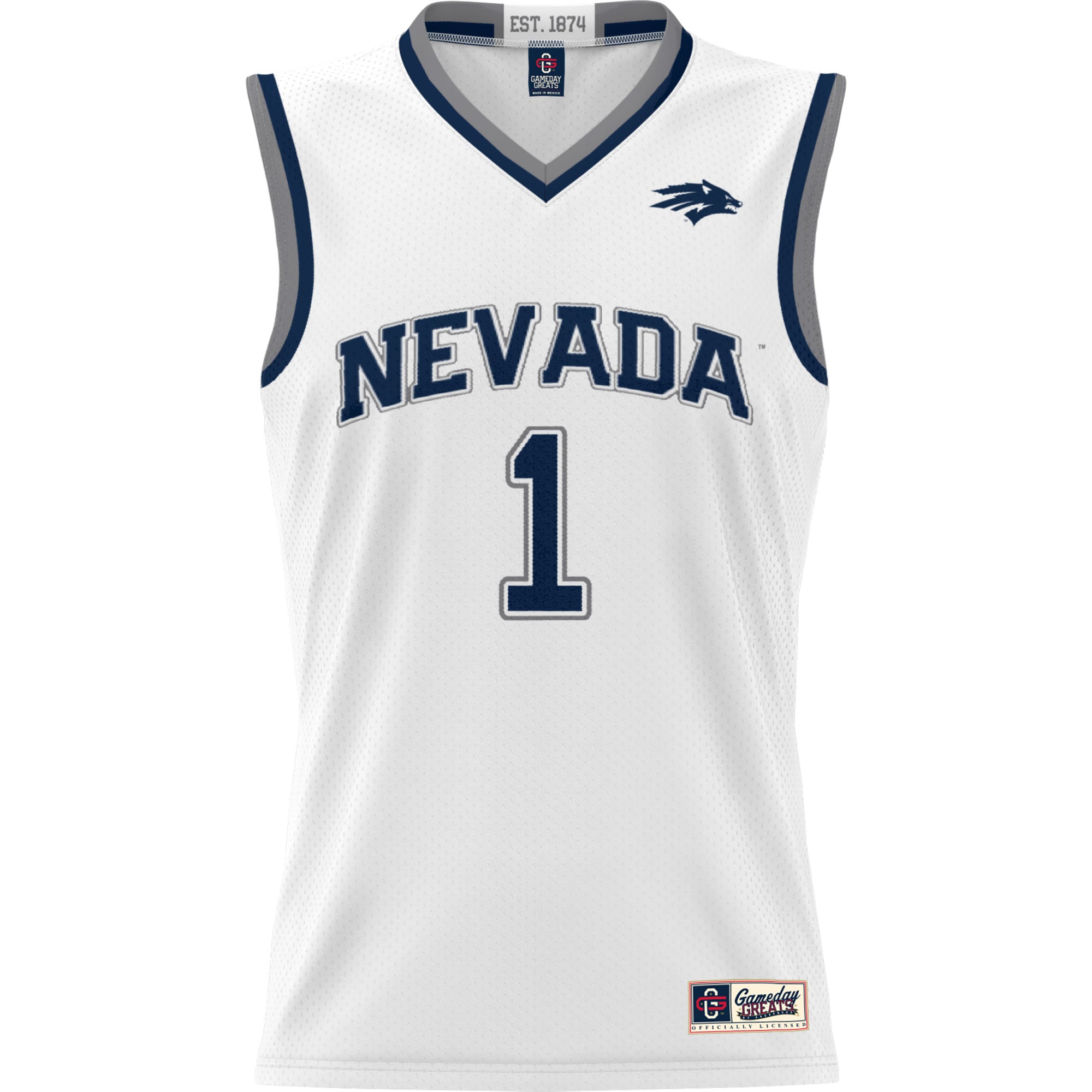 #1 Nevada Wolf Pack Youth Lightweight Basketball Jersey White - front view