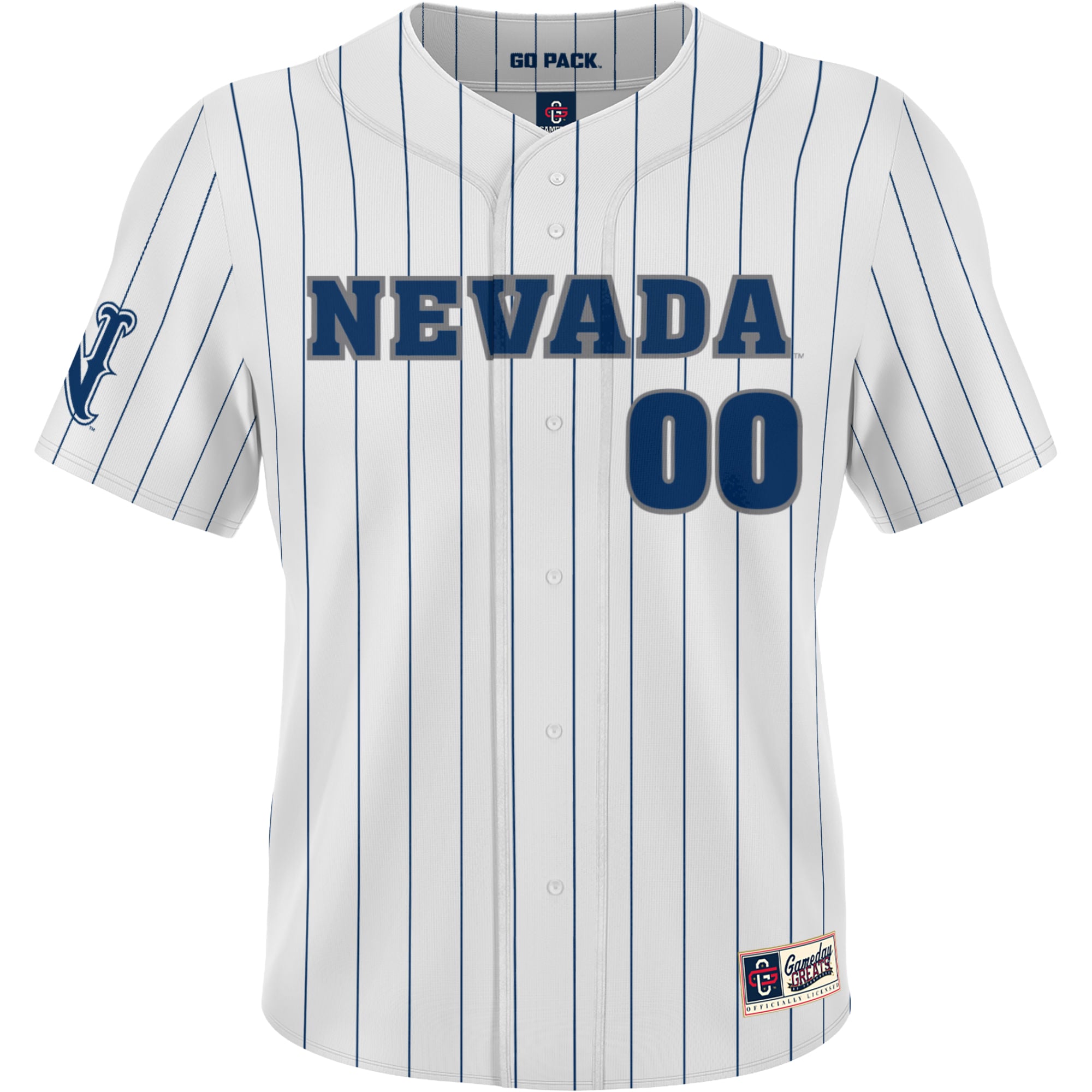 Nevada Wolf Pack Youth Lightweight Collegiate Baseball Pinstripe Fashion Jersey White - front view