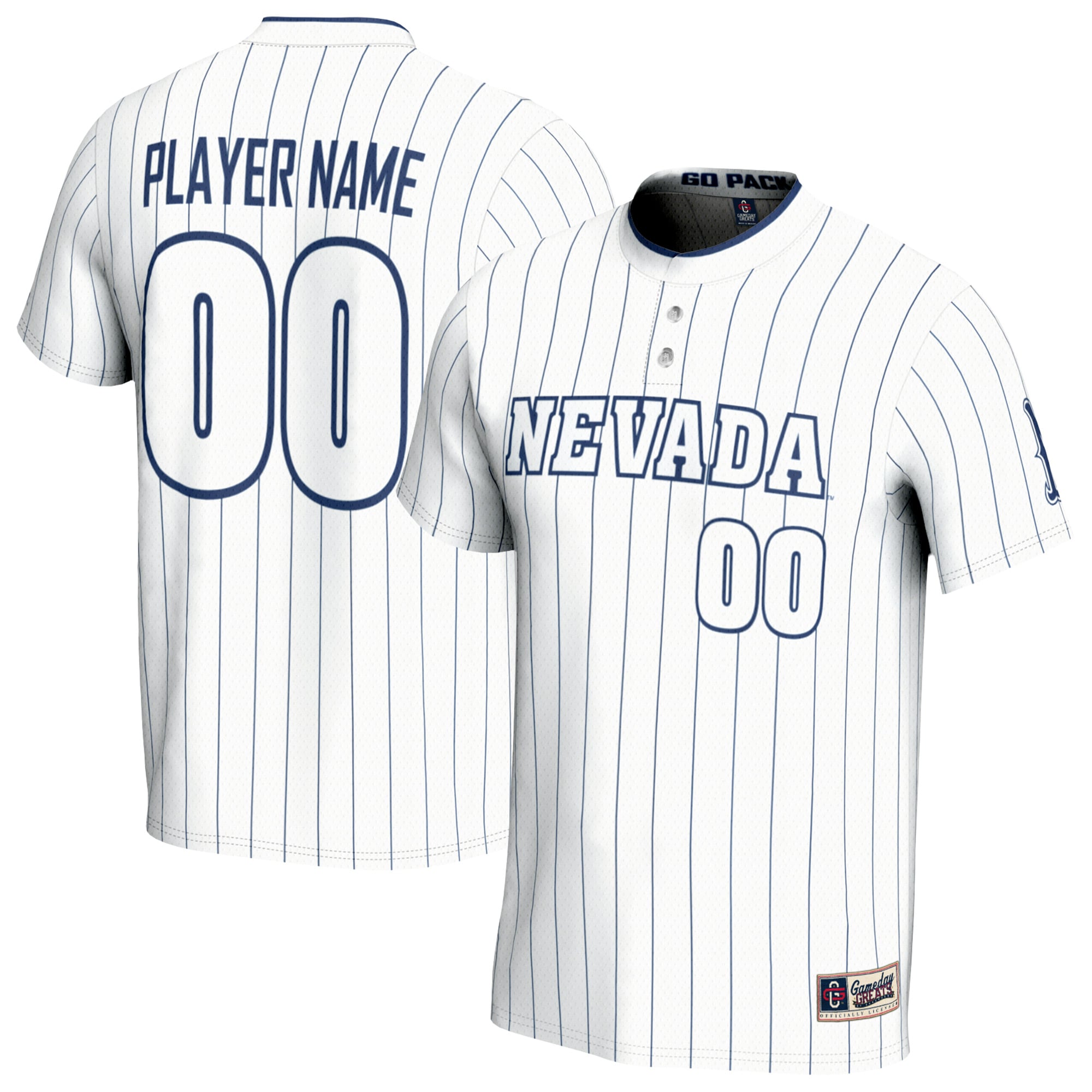 Nevada Wolf Pack Youth Lightweight Collegiate Softball Fashion Jersey White - front and back view