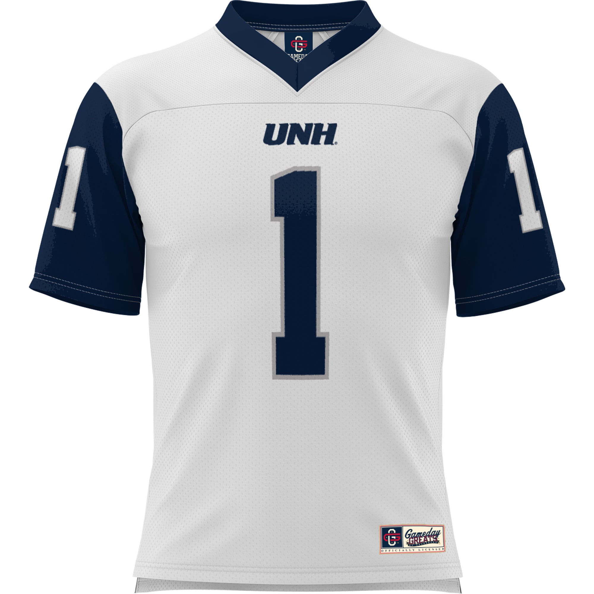 #1 New Hampshire Wildcats Youth Football Jersey White - front view