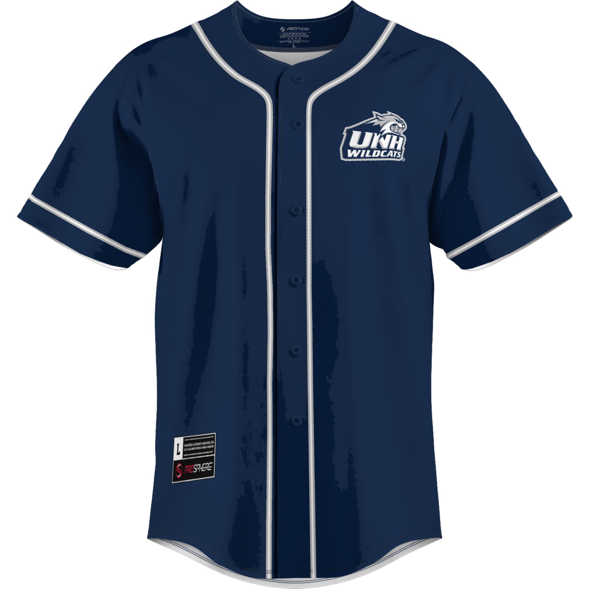 New Hampshire Wildcats Lightweight Baseball Jersey Blue - front view