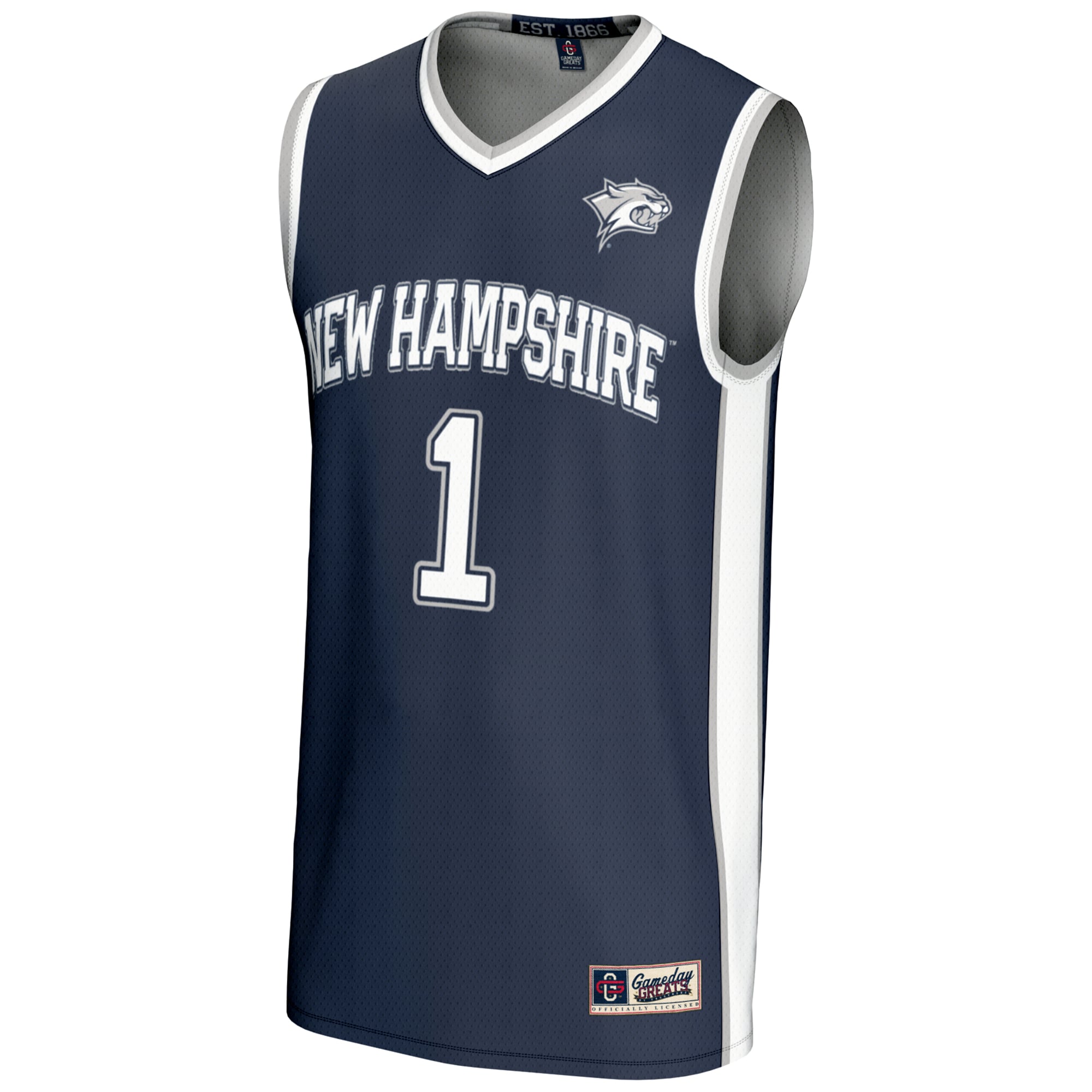 #1 New Hampshire Wildcats Lightweight Basketball Jersey Blue - front view