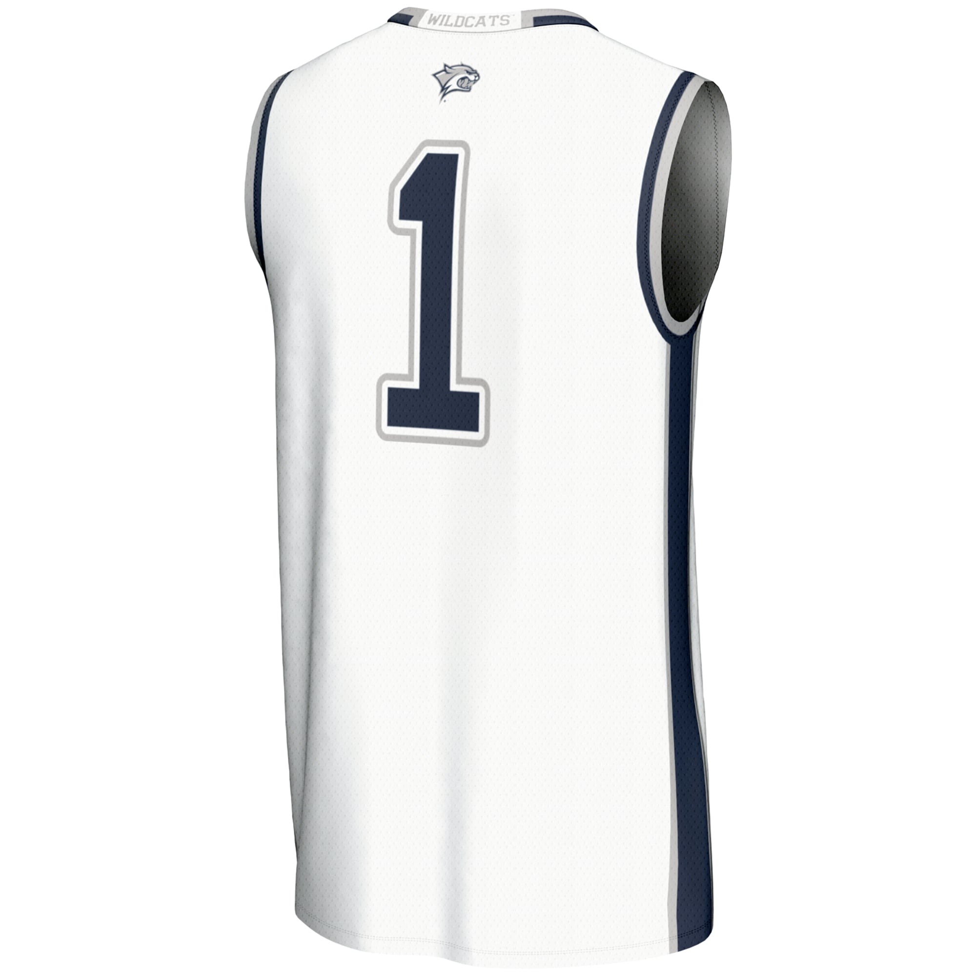 #1 New Hampshire Wildcats Unisex Lightweight Basketball Jersey White - back view
