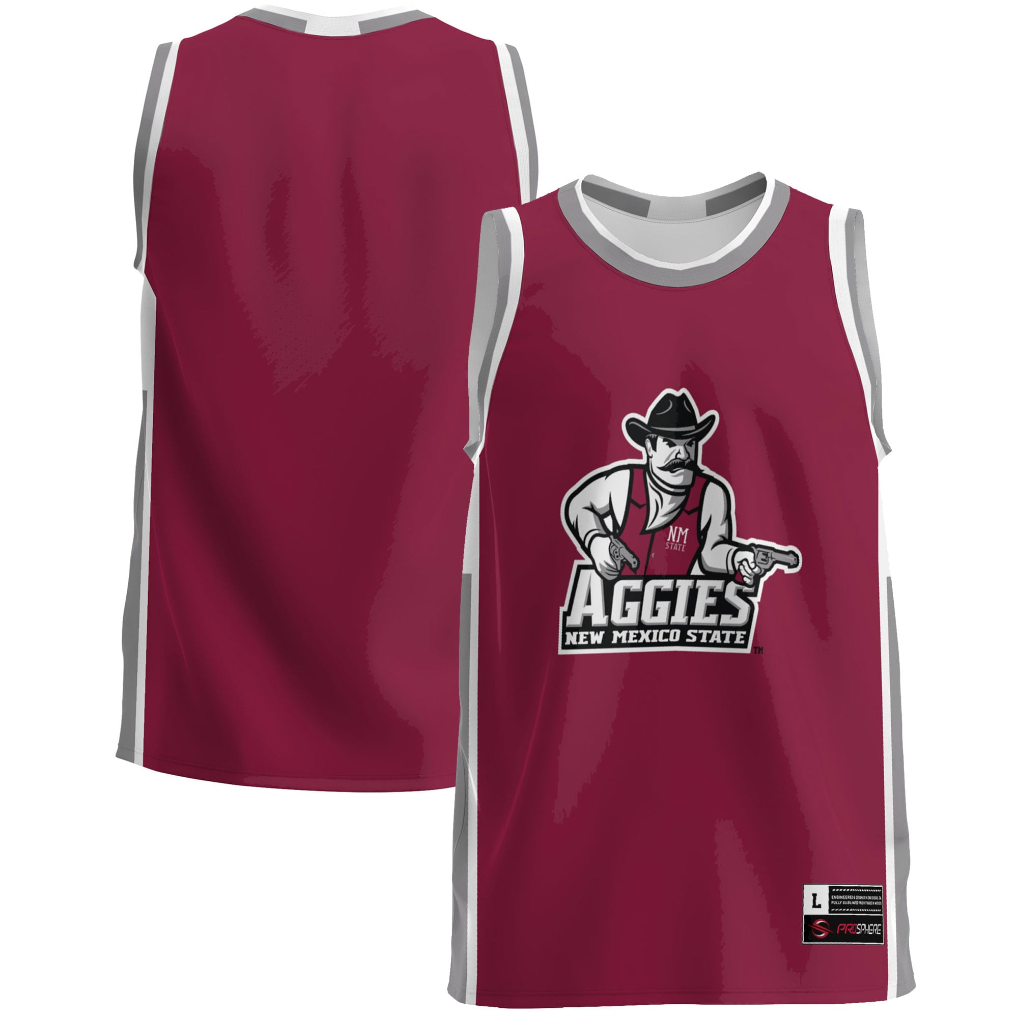 New Mexico State Aggies Lightweight Basketball Jersey Crimson - front and back view