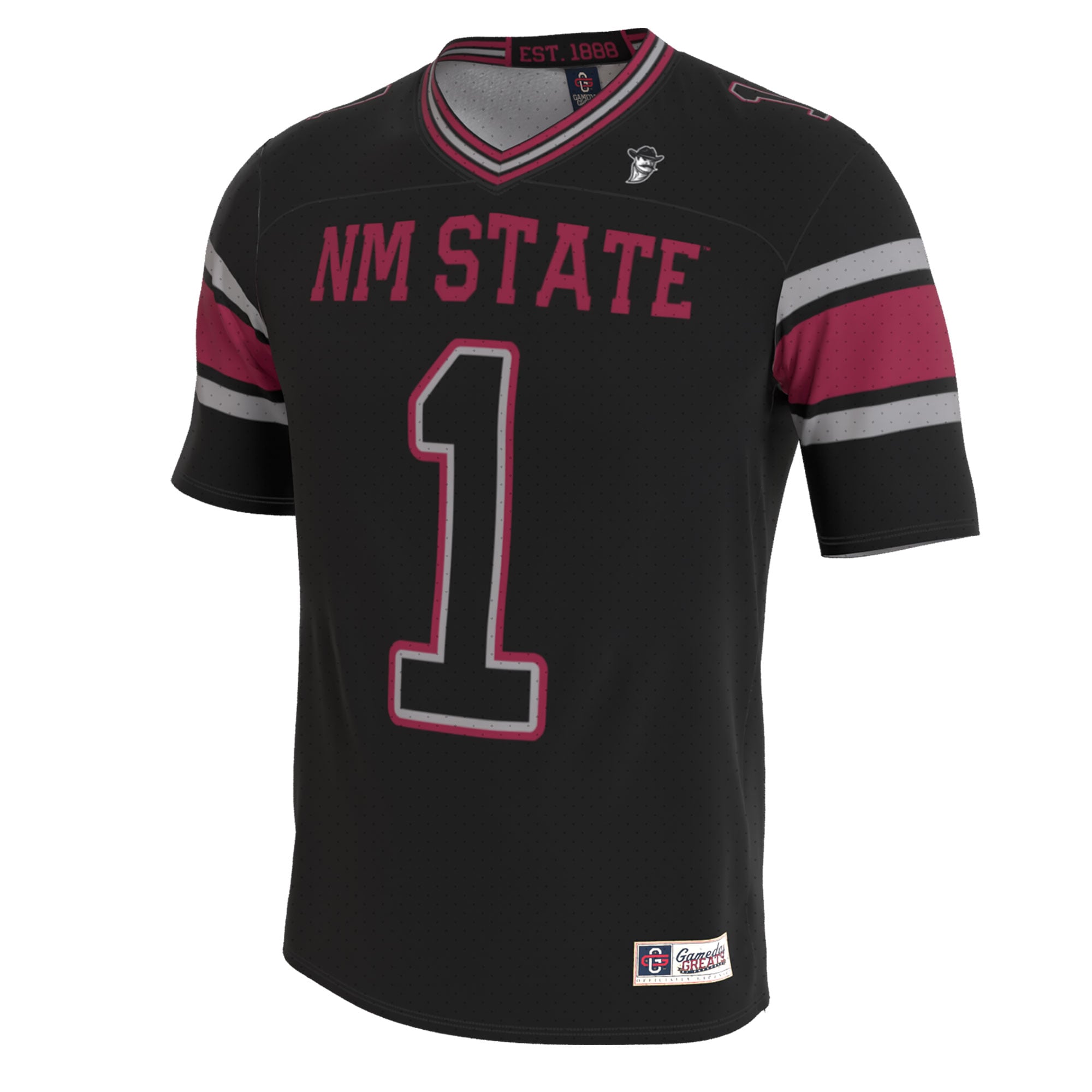 New Mexico State Aggies Youth Lightweight Collegiate Football Blackout Fashion Jersey - front view