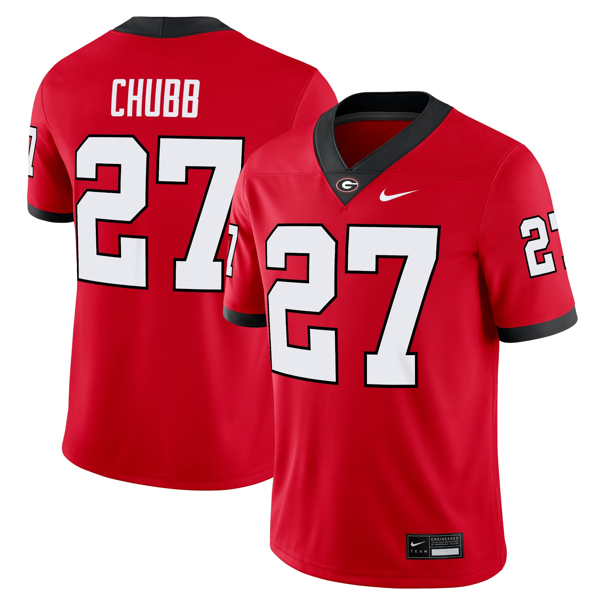 Nick Chubb Georgia Bulldogs Alumni Jersey Red - front and back view