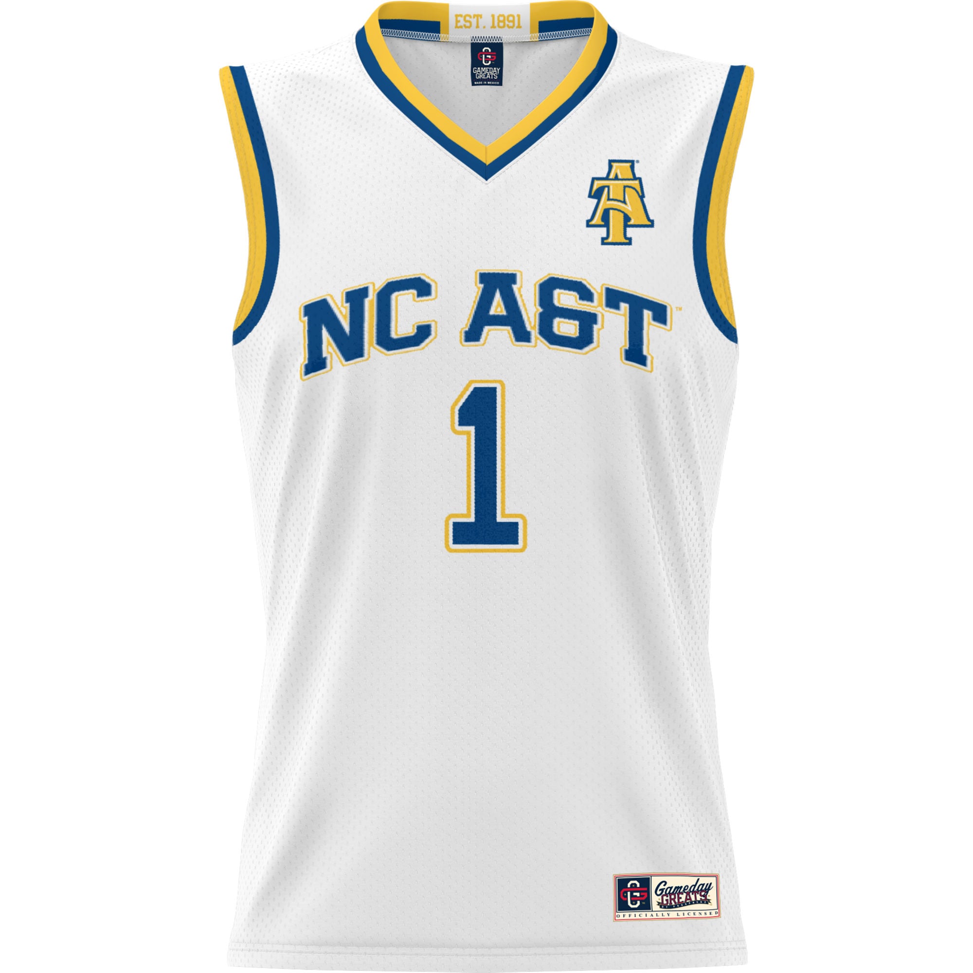 #1 North Carolina A&T Aggies Youth Lightweight Basketball Jersey White - front view