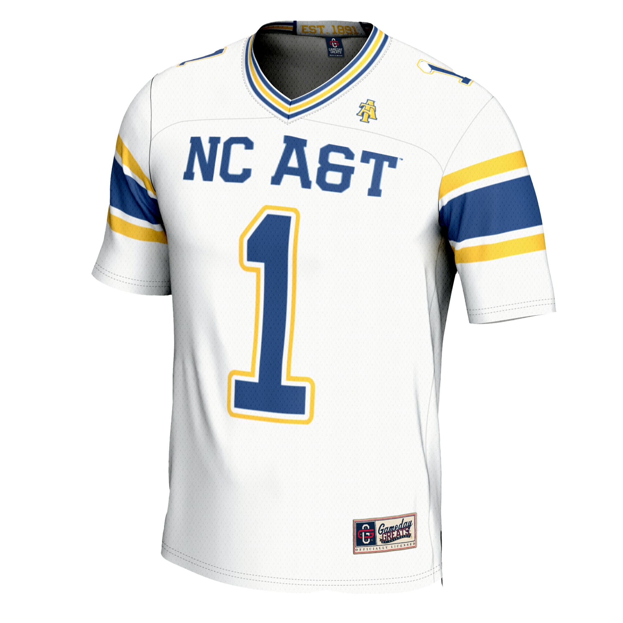 #1 North Carolina A&T Aggies Youth Football Jersey White - front view