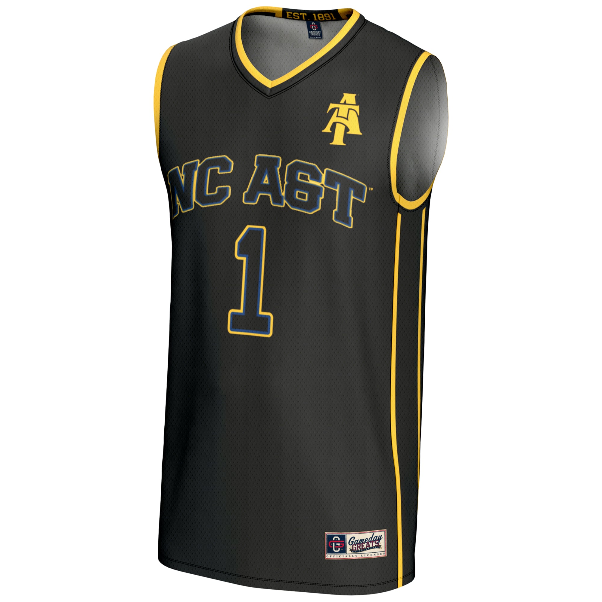 #1 North Carolina A&T Aggies Youth Lightweight Basketball Jersey Black - front view