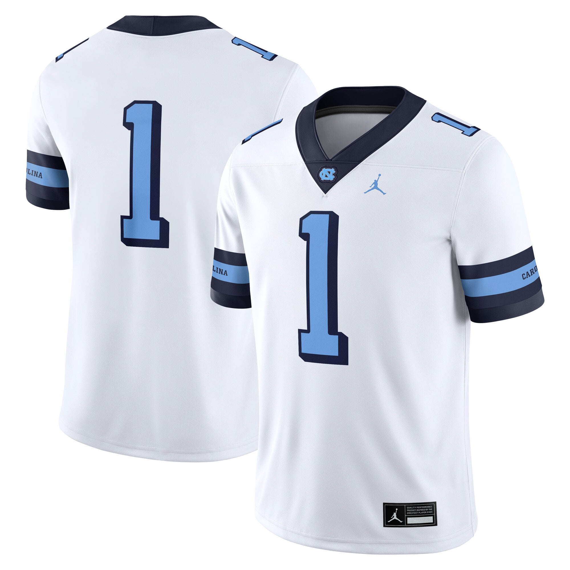 #1 North Carolina Tar Heels Alternate Jersey White - front and back view