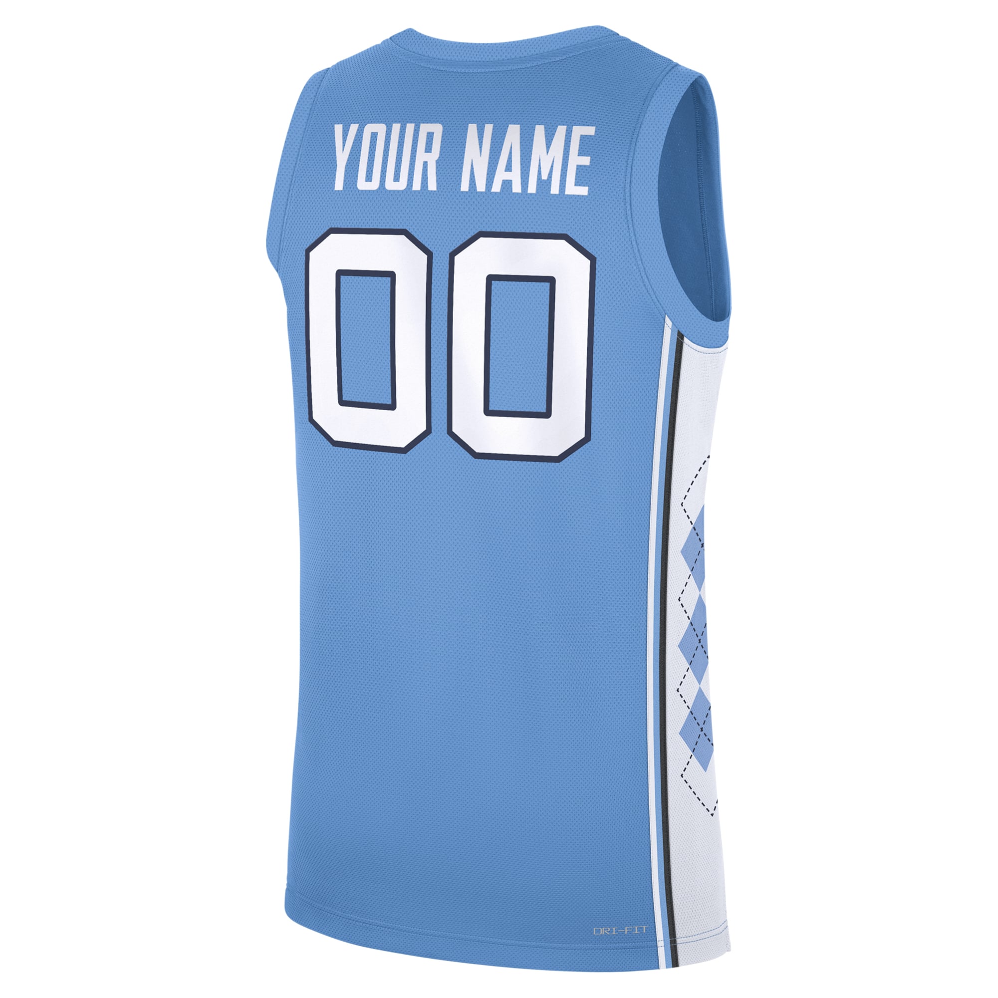 North Carolina Tar Heels Custom Basketball Jersey Carolina Blue - back view