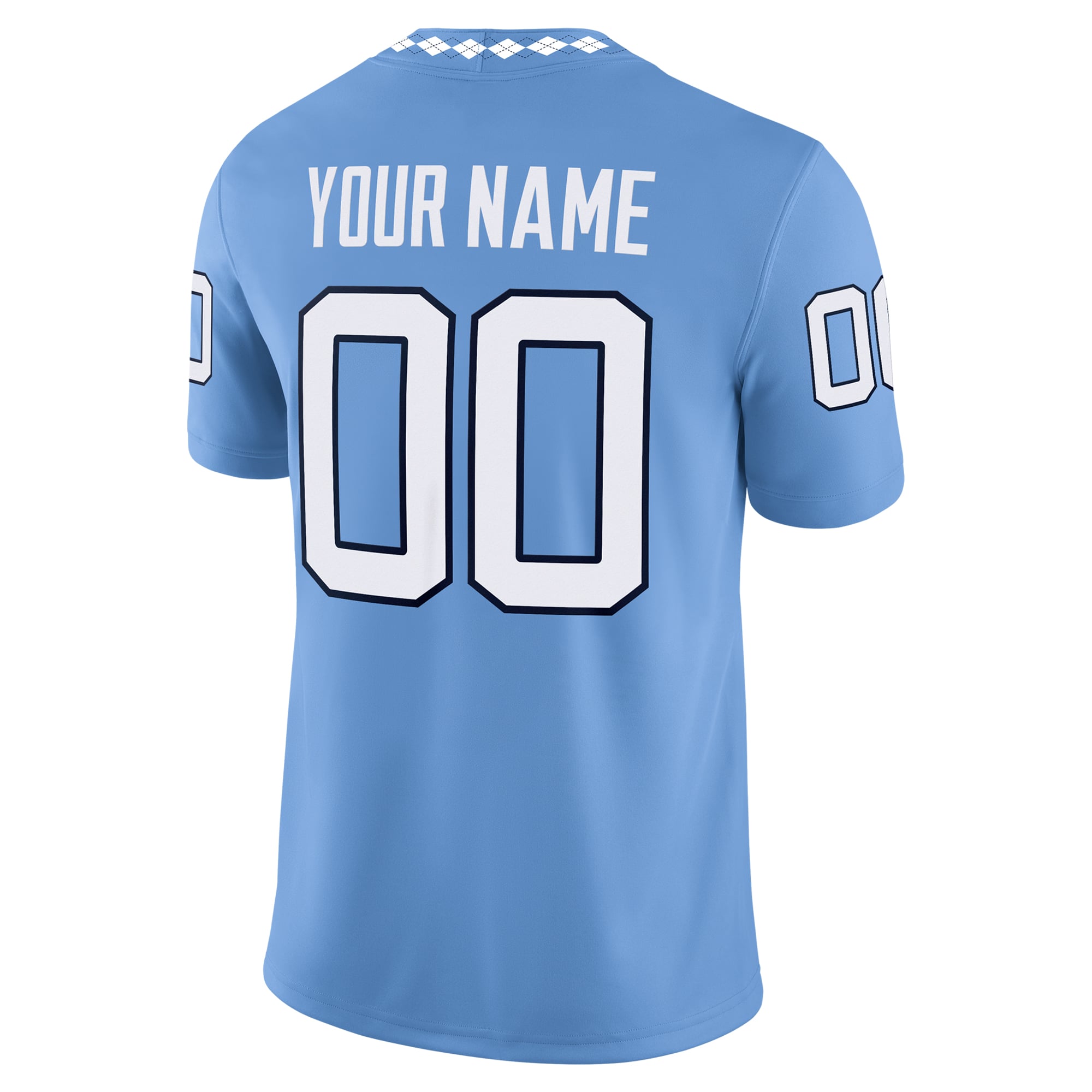 North Carolina Tar Heels Custom Jersey Carolina Blue - back view