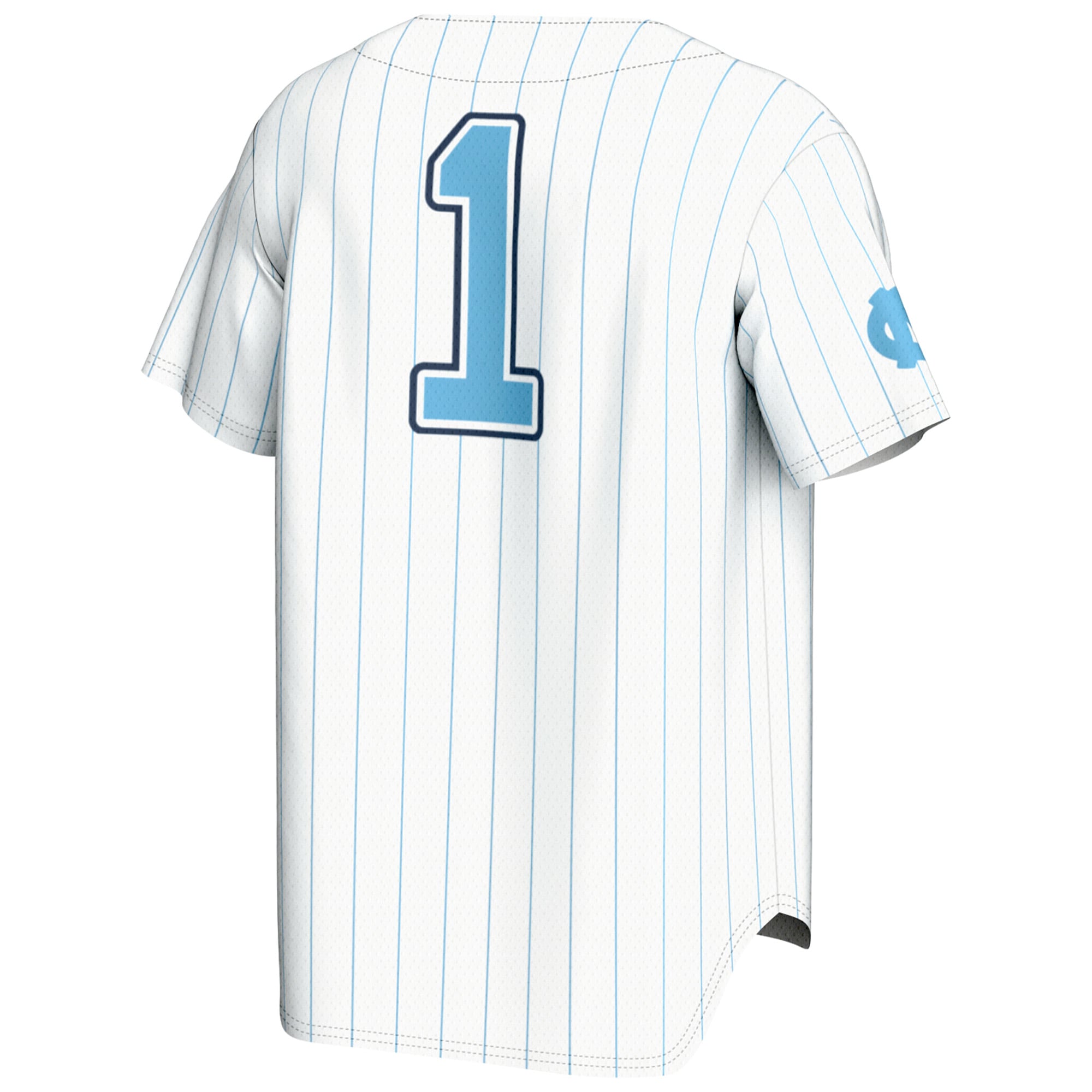 #1 North Carolina Tar Heels Lightweight Baseball Fashion Jersey White - back view