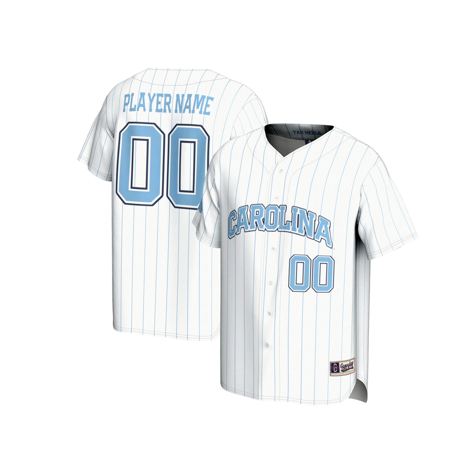 North Carolina Tar Heels Lightweight Baseball Jersey White - front and back view
