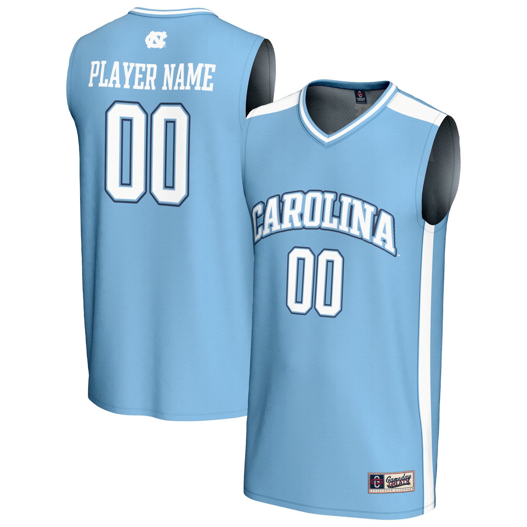 North Carolina Tar Heels Lightweight Basketball Fashion Jersey Light Blue - front and back view