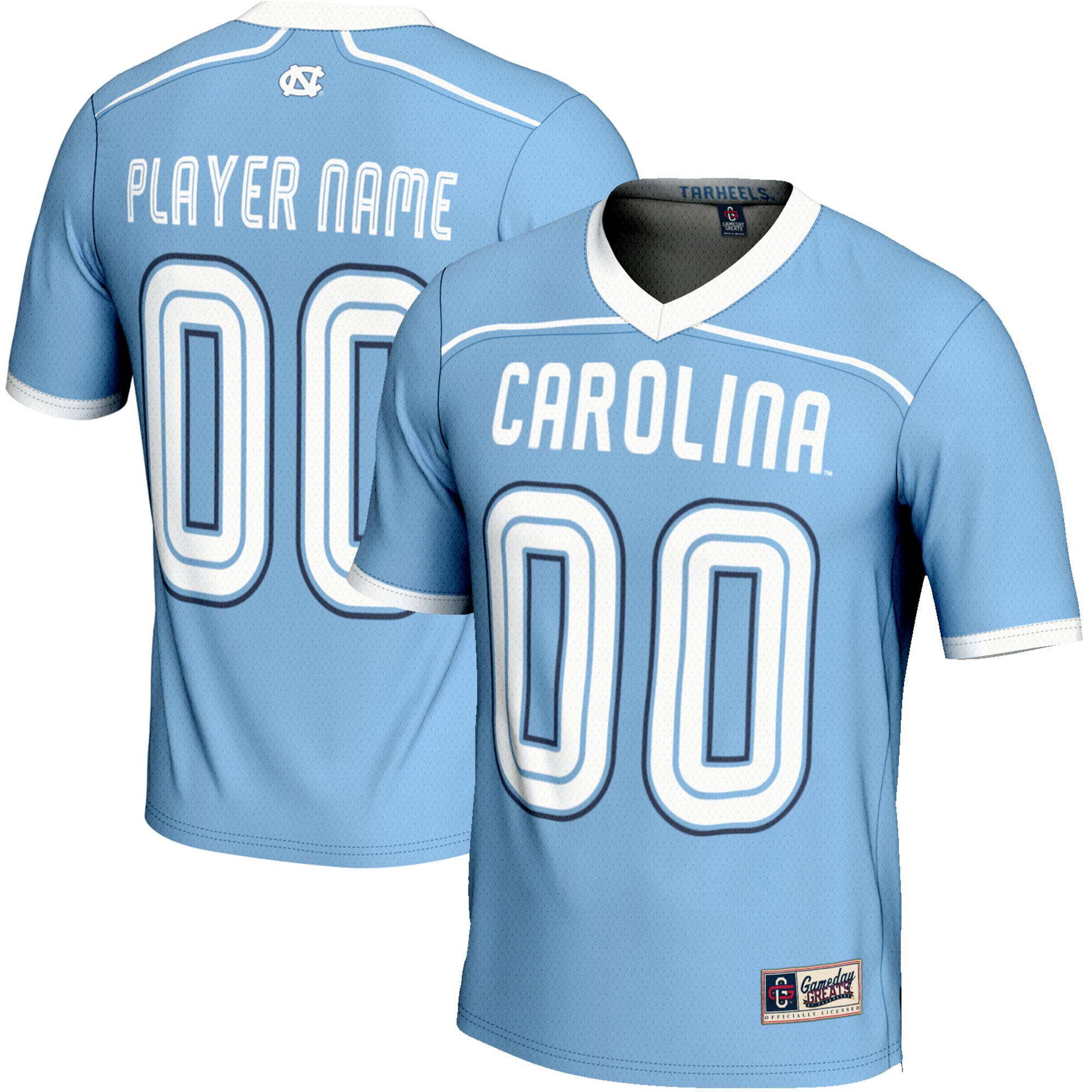 North Carolina Tar Heels Lightweight Lacrosse Jersey Carolina Blue - front and back view