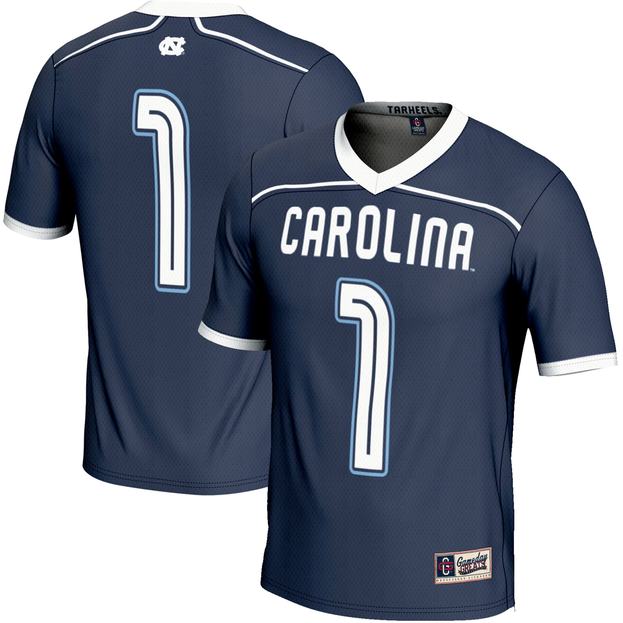 #1 North Carolina Tar Heels Lightweight Men's Lacrosse Jersey Navy - front and back view