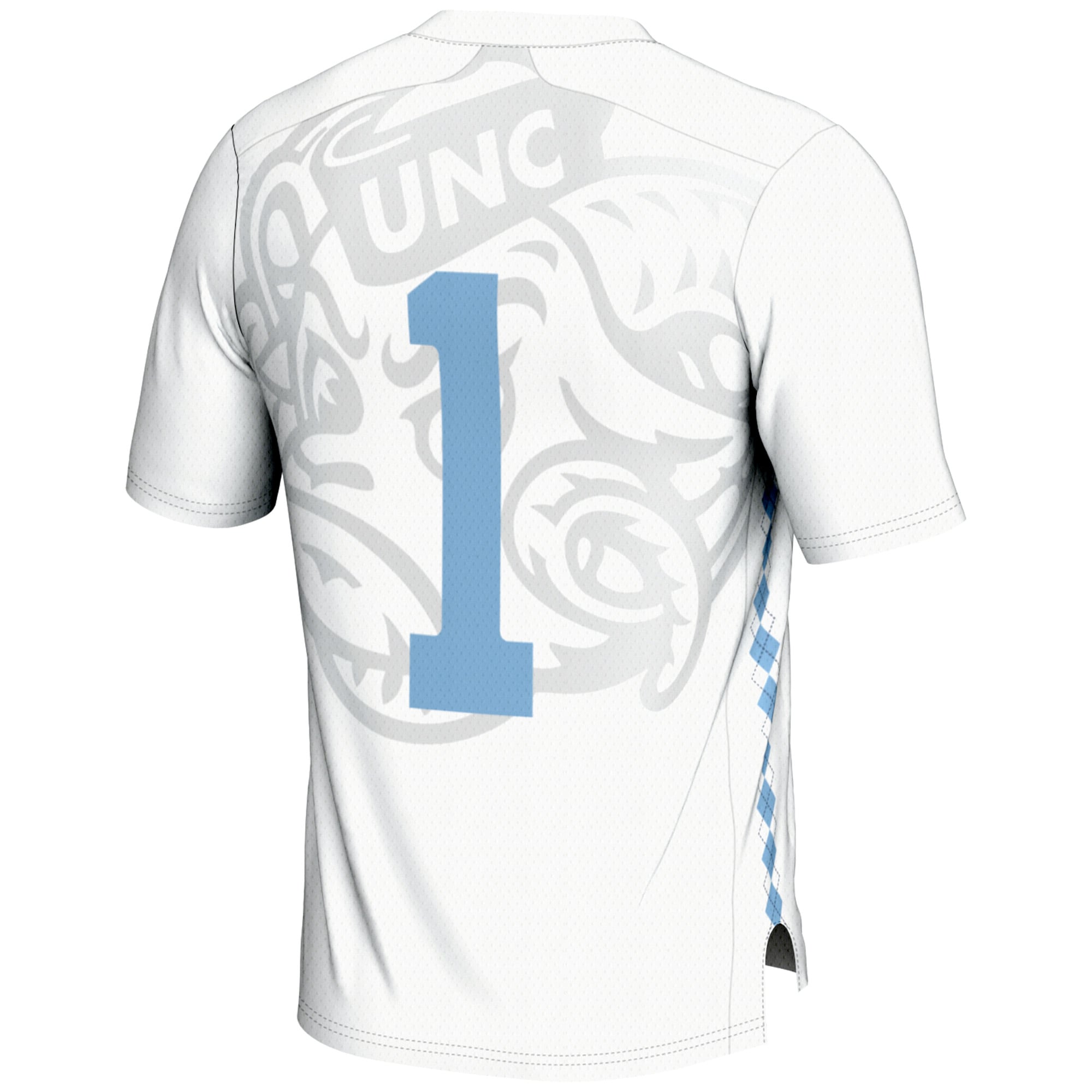 #1 North Carolina Tar Heels Lightweight Men's Lacrosse Jersey White - back view