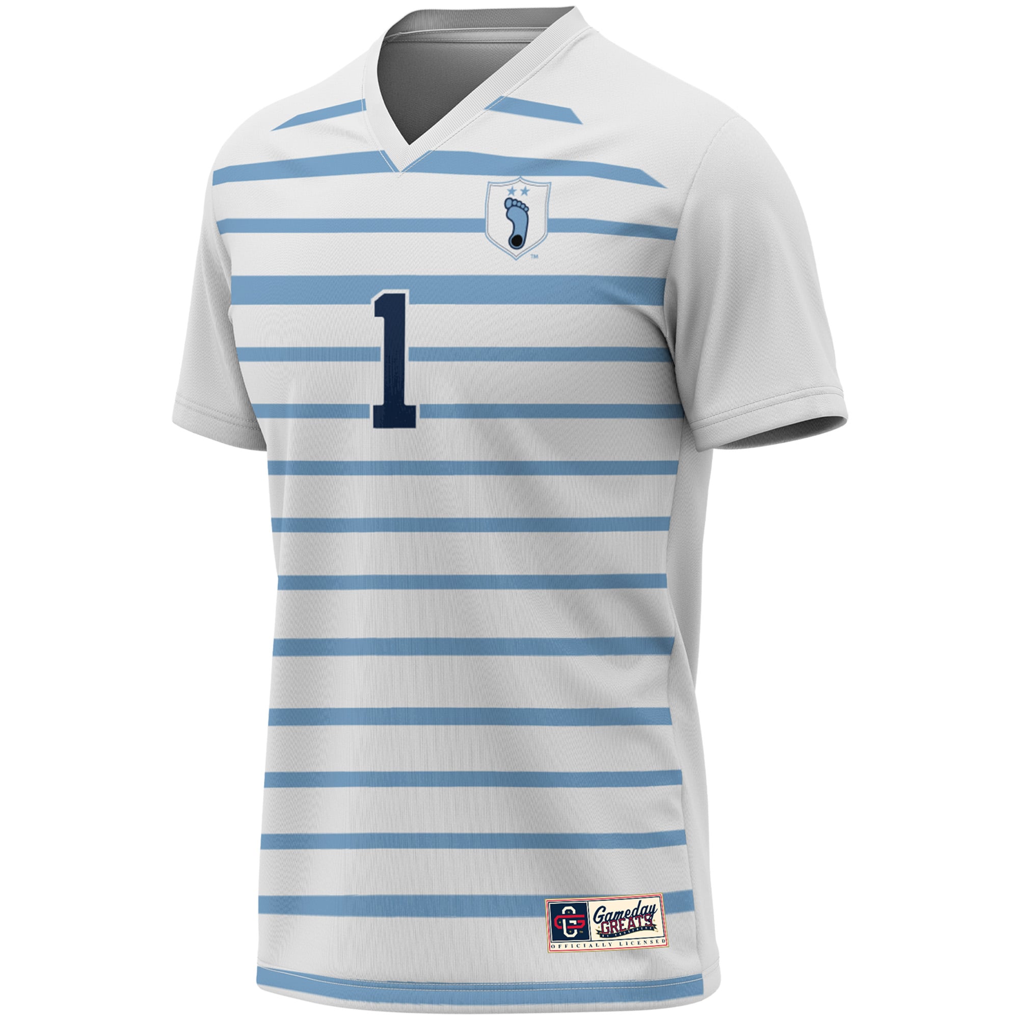#1 North Carolina Tar Heels Lightweight Soccer Fashion Jersey White - front view