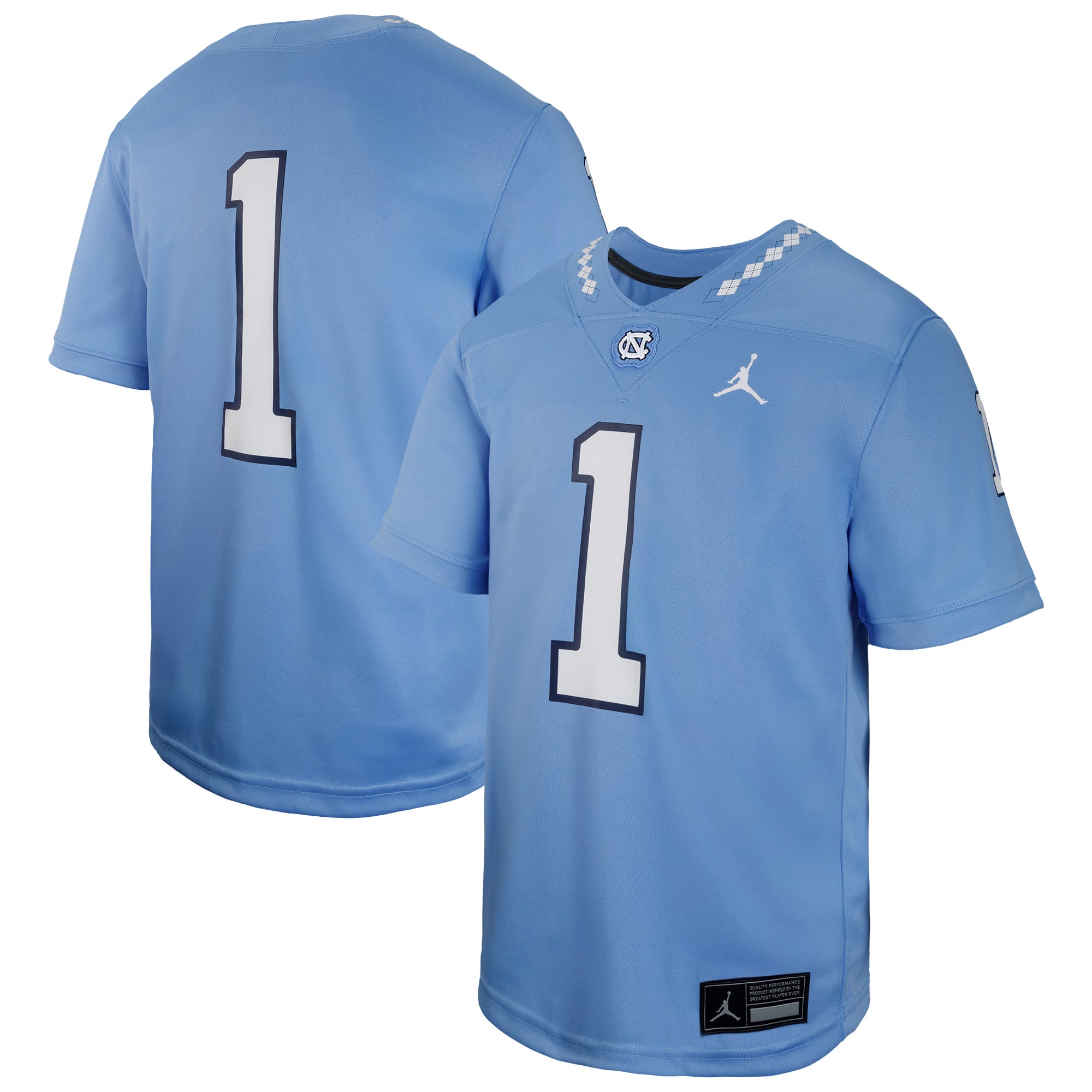 #1 North Carolina Tar Heels Toddler Jersey Light Blue - front and back view