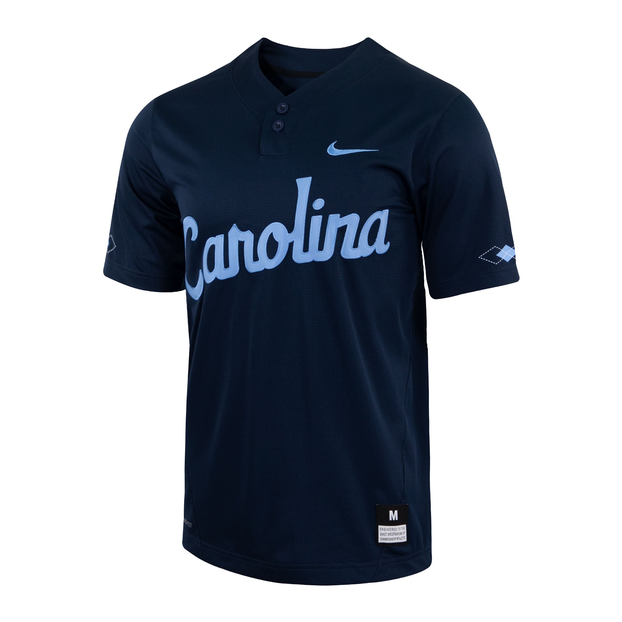 North Carolina Tar Heels Two-Button Baseball Jersey Navy - front view