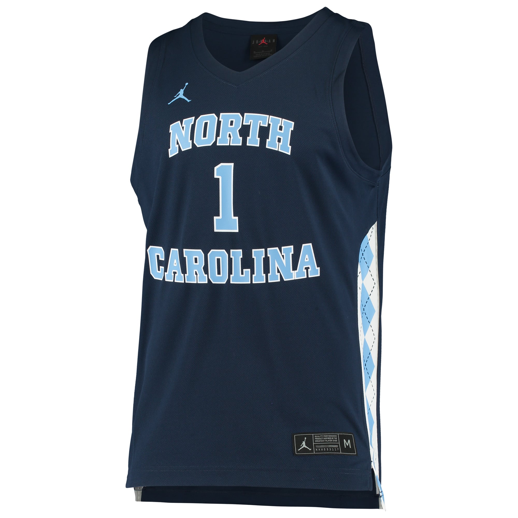 #1 North Carolina Tar Heels Unisex Basketball Jersey Navy - front view