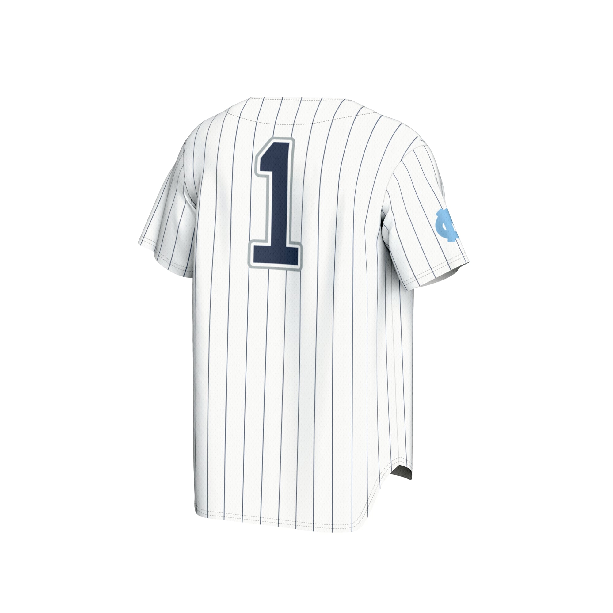 #1 North Carolina Tar Heels Unisex Lightweight Baseball Fashion Jersey White - back view