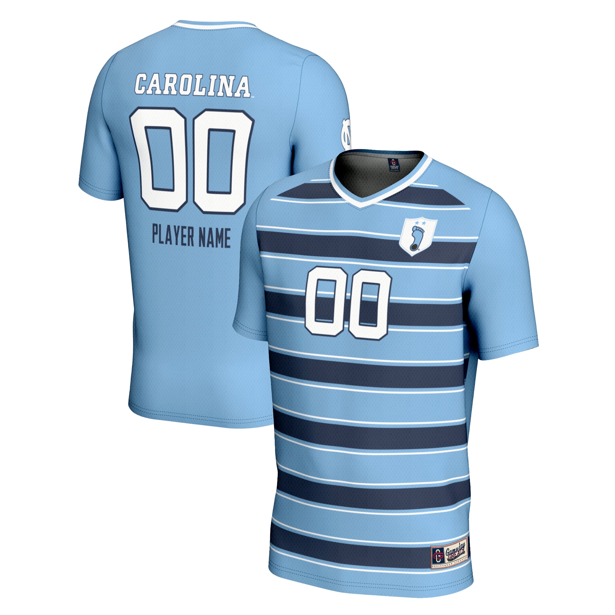 North Carolina Tar Heels Unisex Lightweight Soccer Jersey Carolina Blue - front and back view