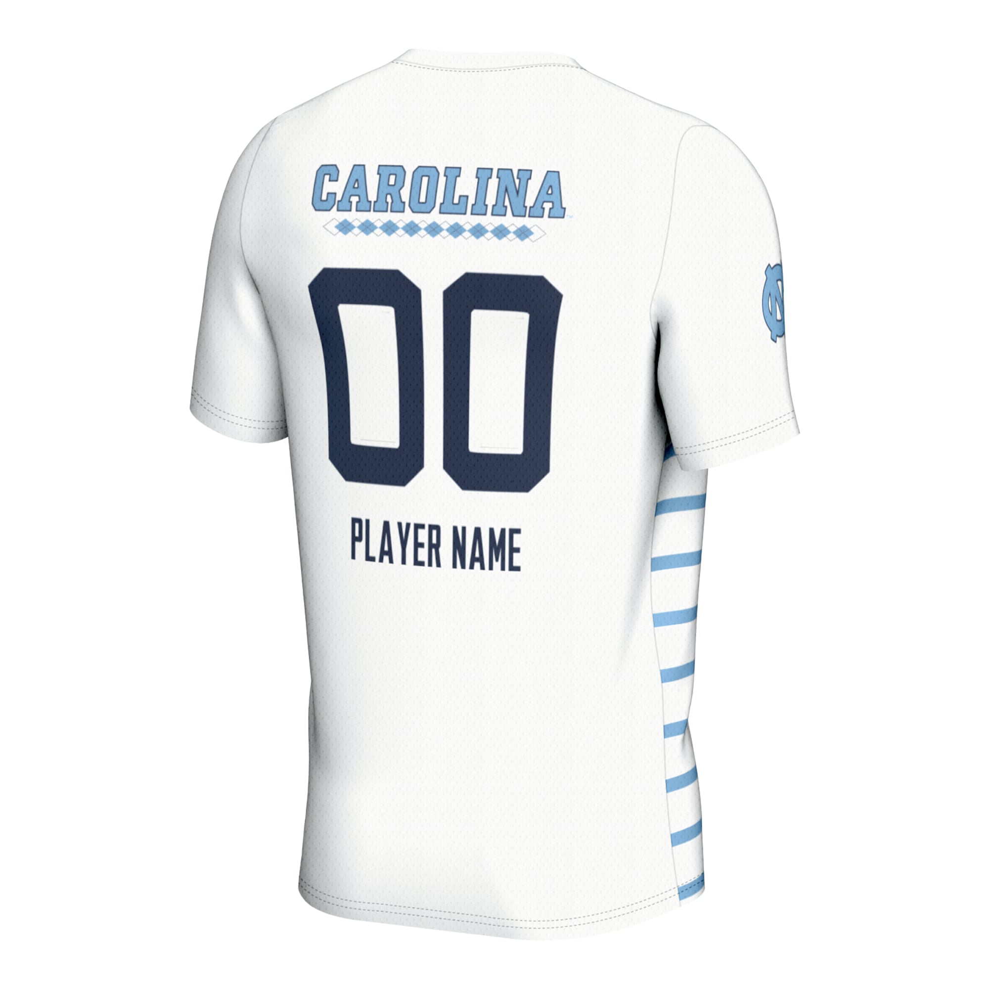 North Carolina Tar Heels Unisex Lightweight Soccer Jersey White - back view