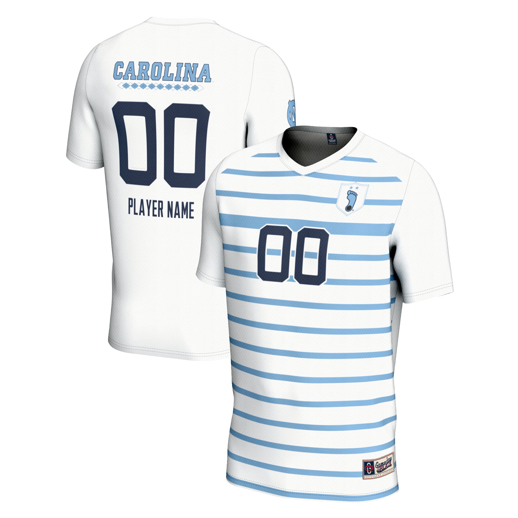North Carolina Tar Heels Unisex Lightweight Soccer Jersey White - front and back view