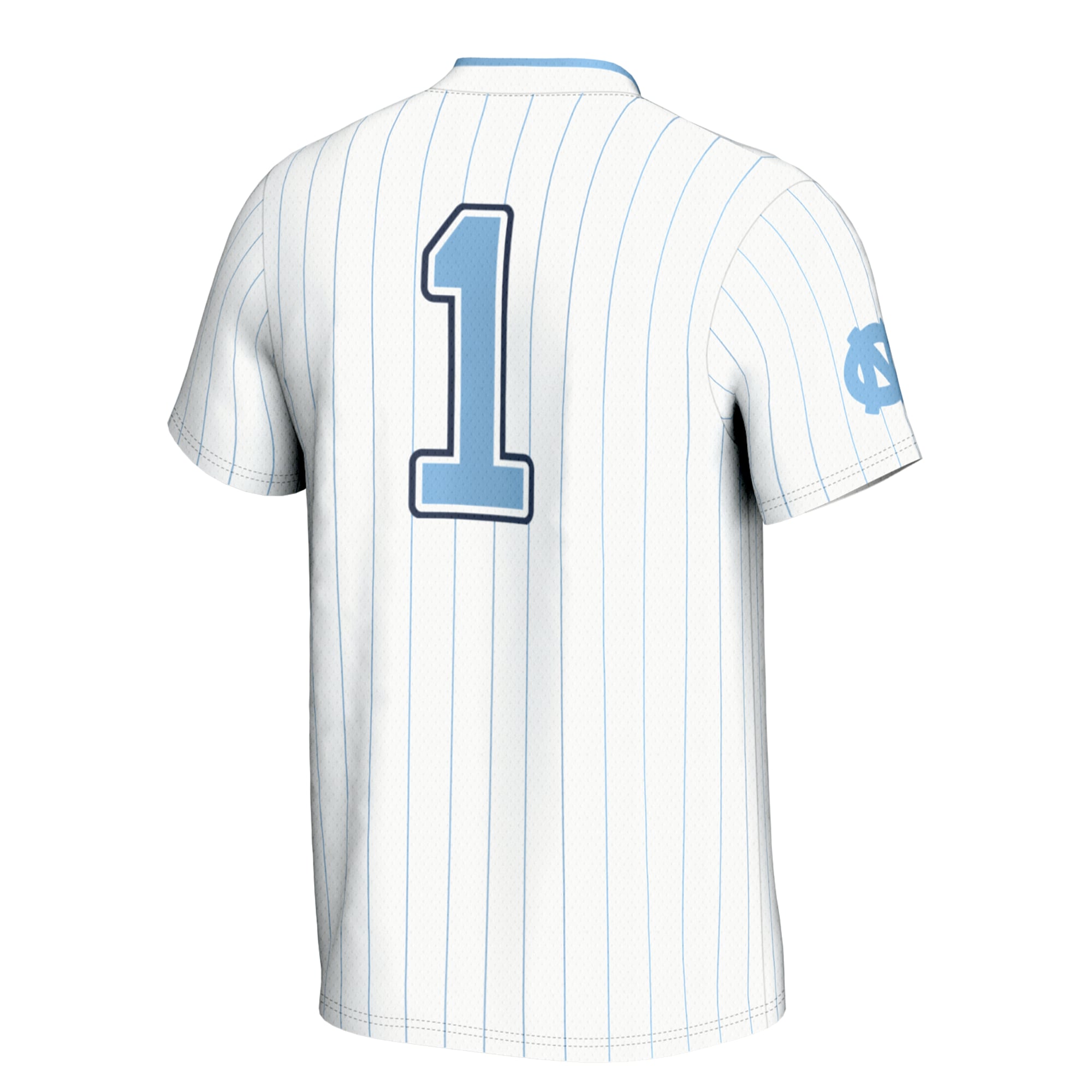 #1 North Carolina Tar Heels Unisex Lightweight Softball Jersey White - back view