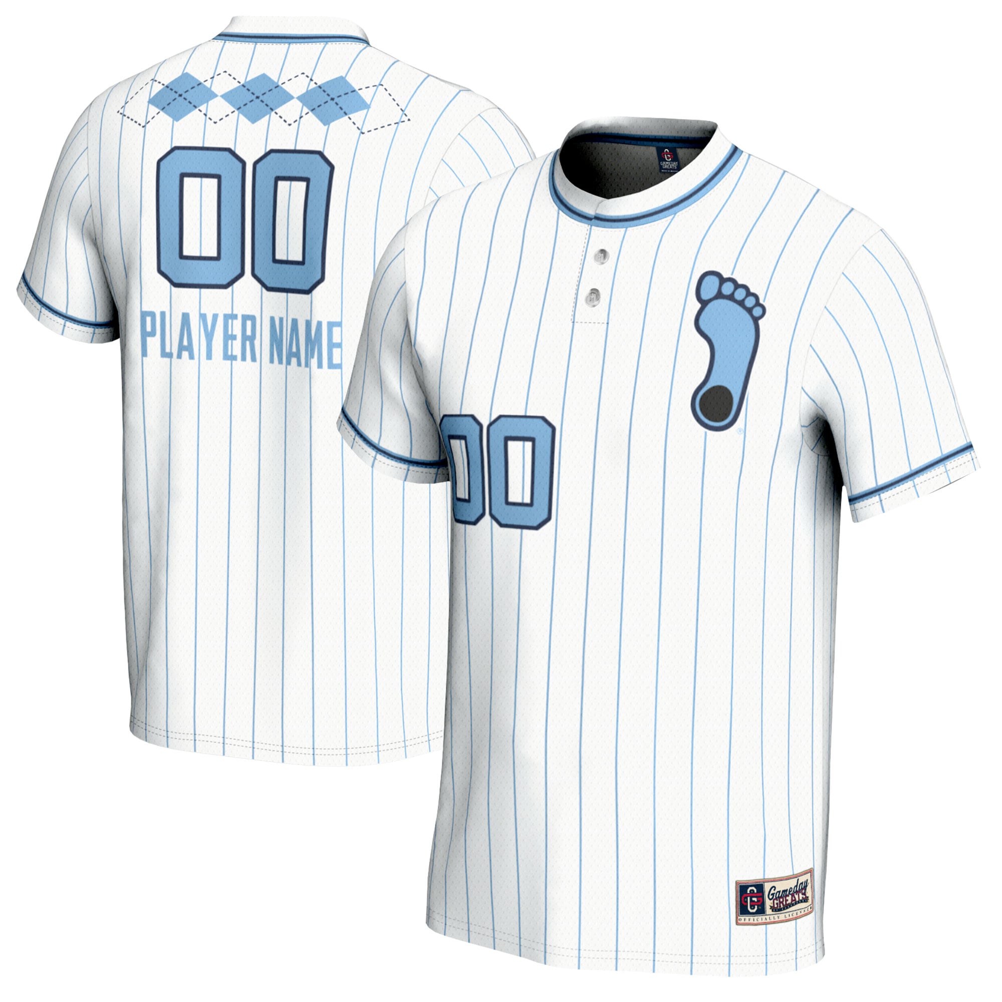 North Carolina Tar Heels Unisex Lightweight Softball Jersey White - front and back view