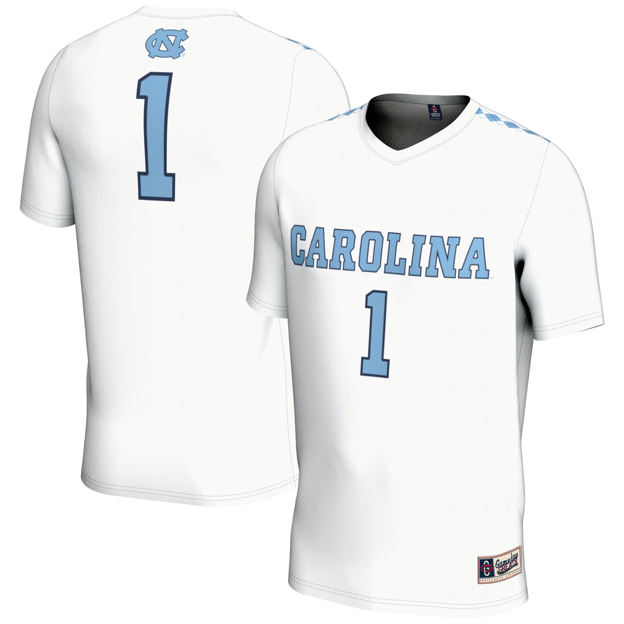 #1 North Carolina Tar Heels Unisex Lightweight Women's Lacrosse Jersey White - front and back view
