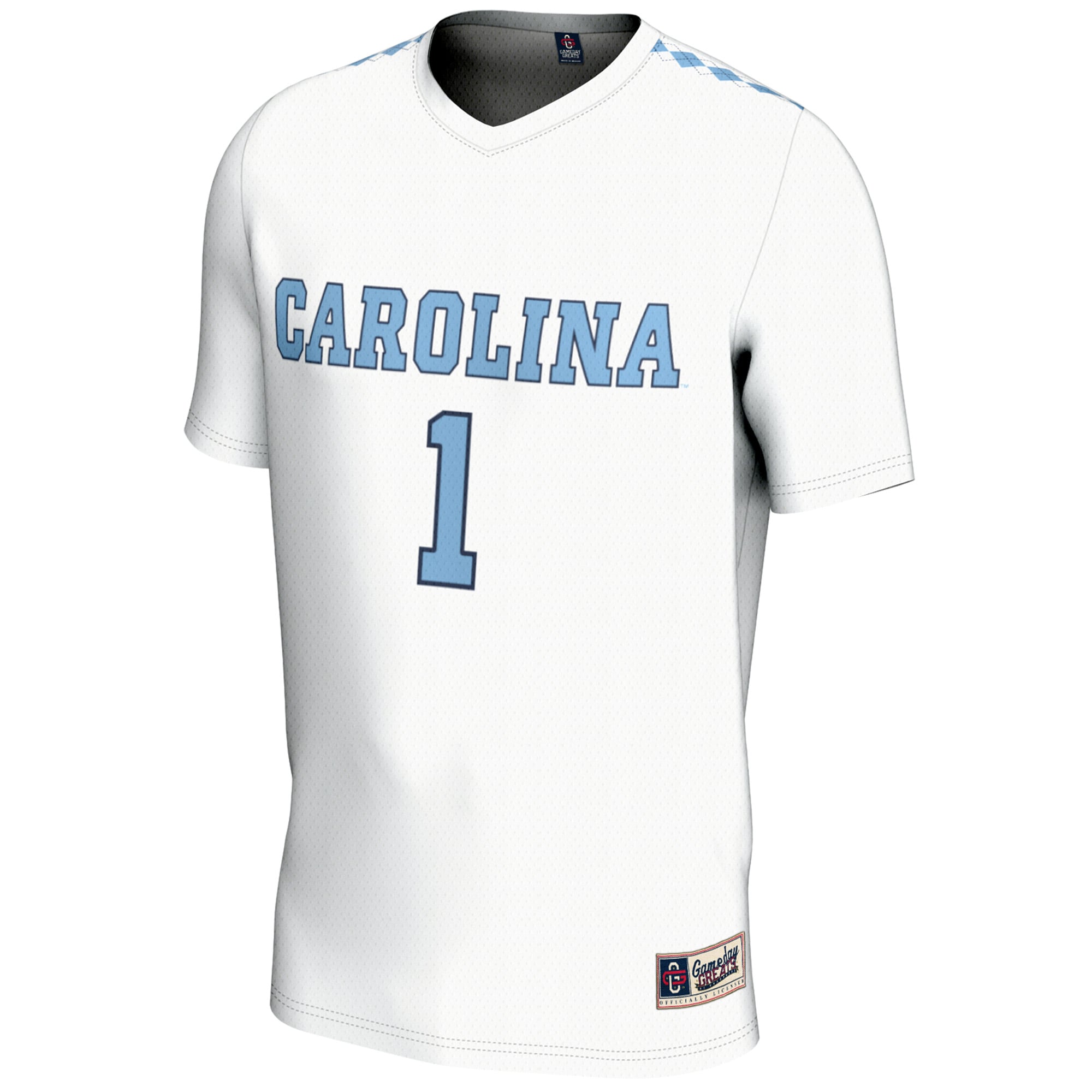 #1 North Carolina Tar Heels Unisex Lightweight Women's Lacrosse Jersey White - front view