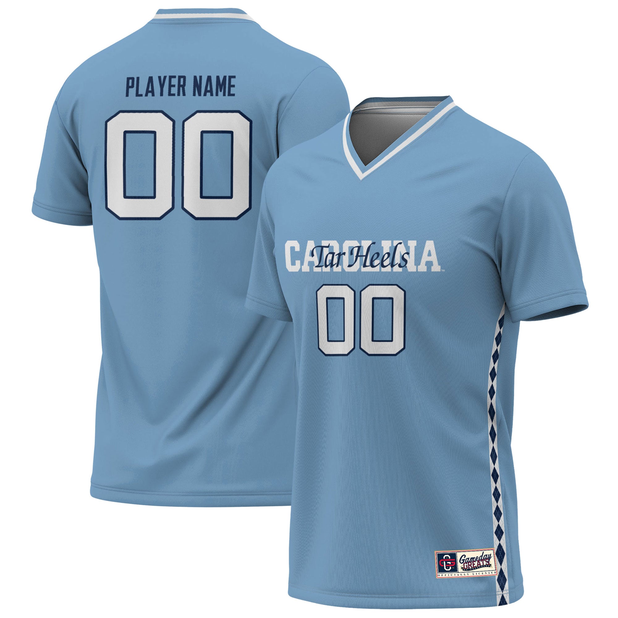 North Carolina Tar Heels Unisex Lightweight Women's Soccer Jersey Carolina - front and back view
