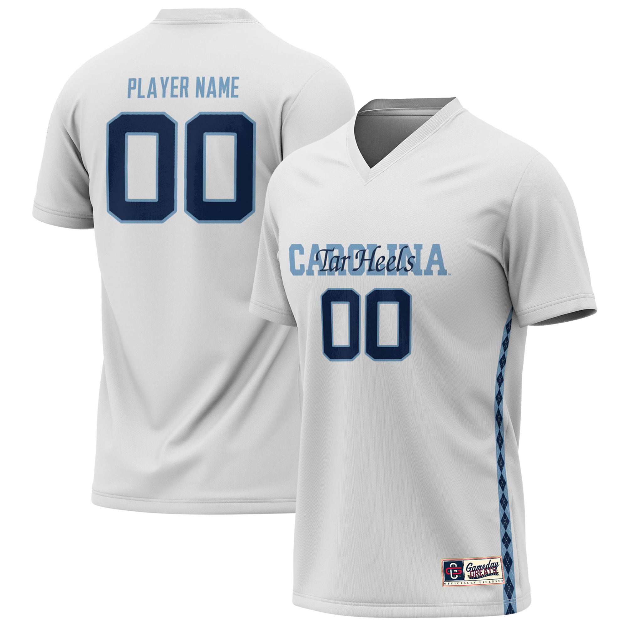 North Carolina Tar Heels Unisex Lightweight Women's Soccer Jersey White - front and back view