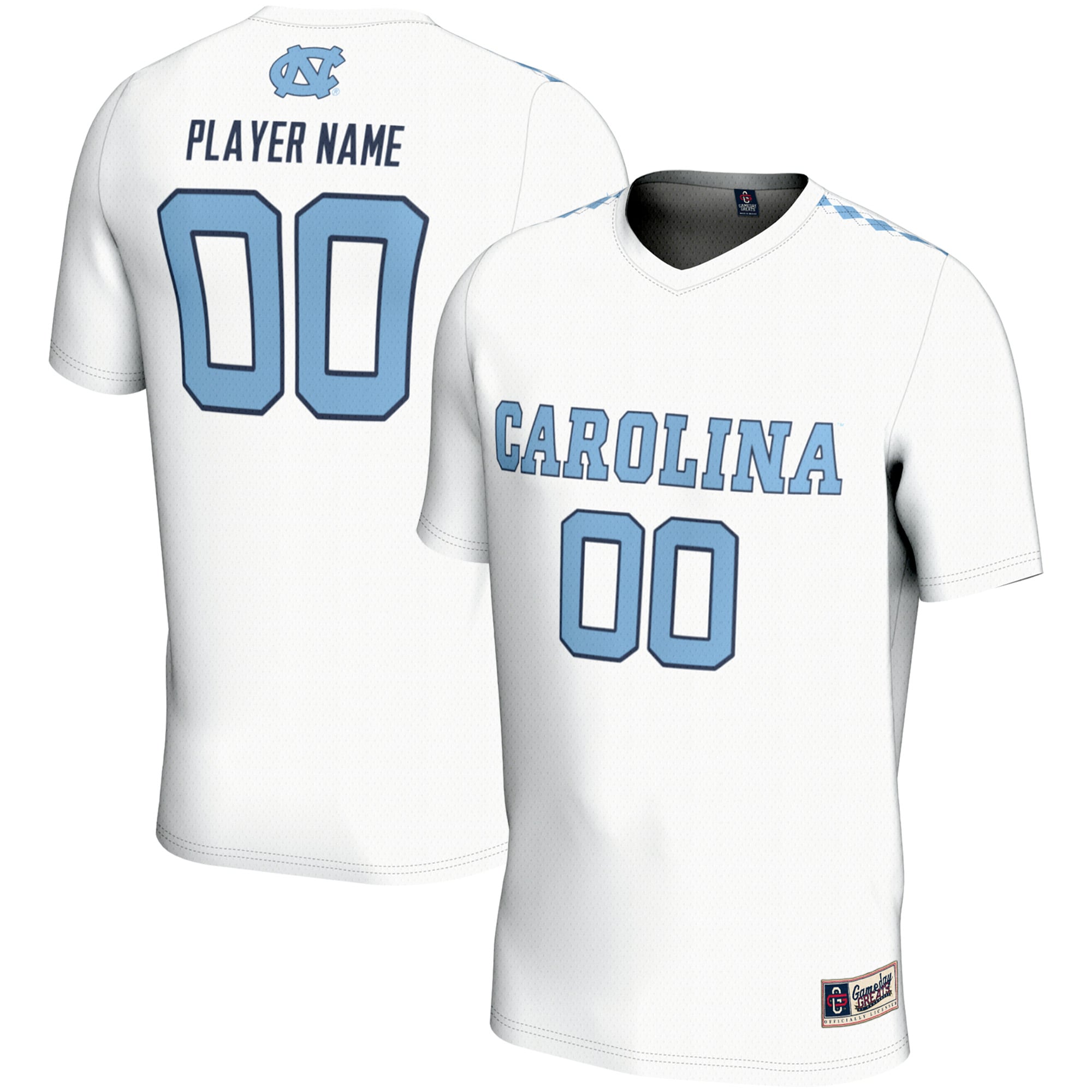 North Carolina Tar Heels Youth Women's Lacrosse Lightweight Jersey White - front and back view