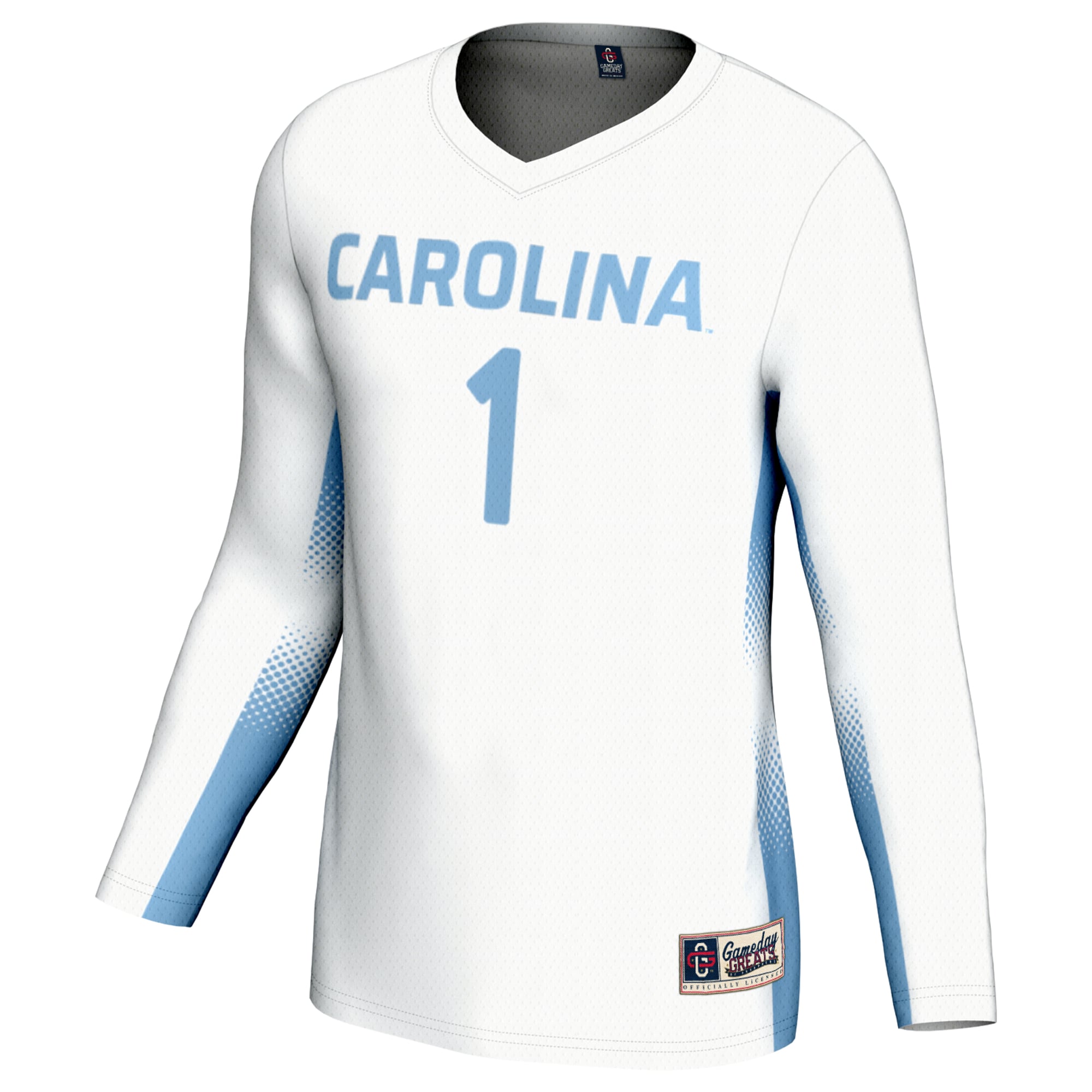 #1 North Carolina Tar Heels Unisex Women's Volleyball Jersey White - front view