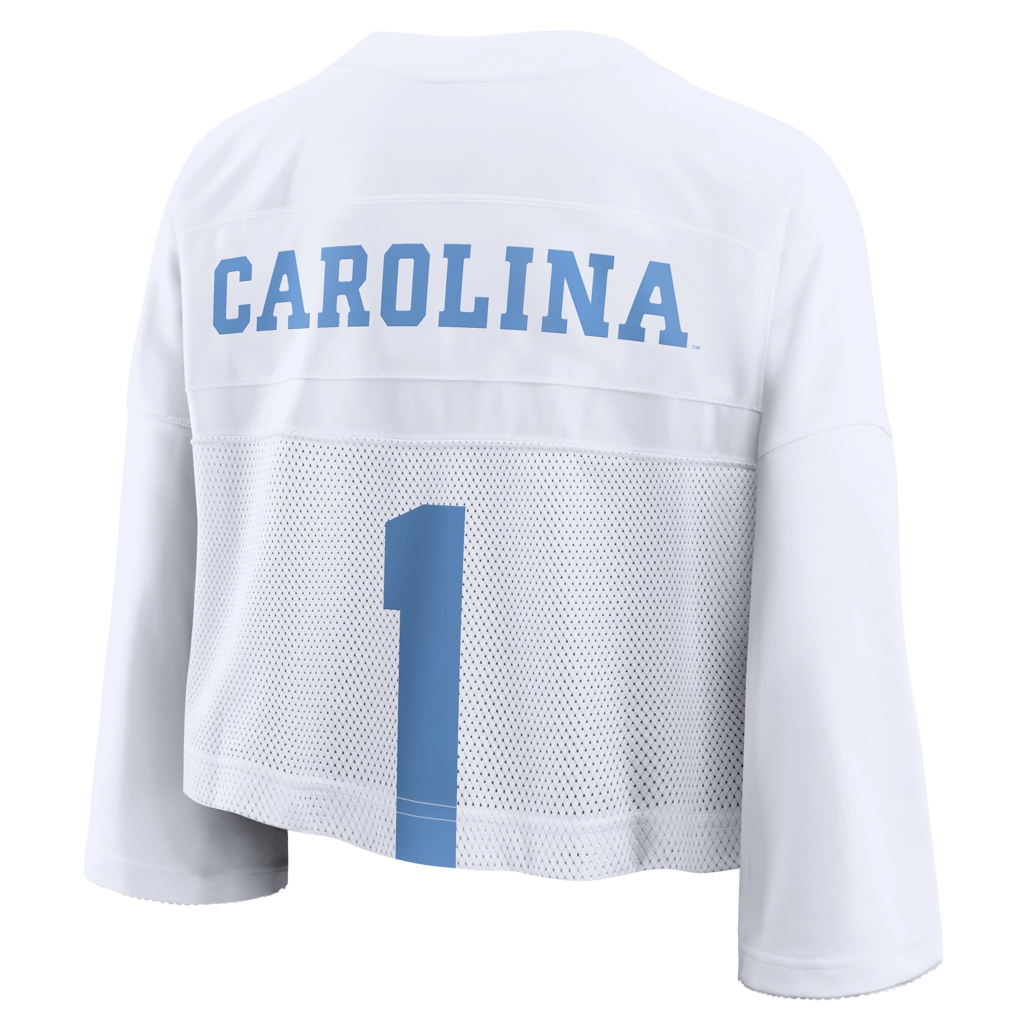 North Carolina Tar Heels Women's Cropped Mesh Fashion Jersey White - back view