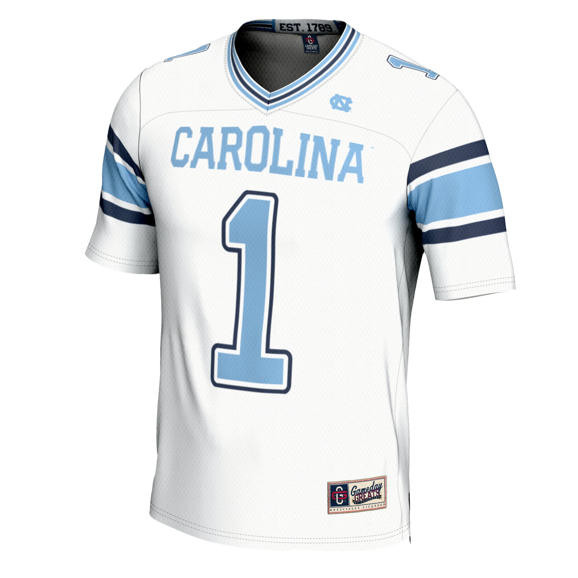 North Carolina Tar Heels Youth #1 Football Jersey White - front view