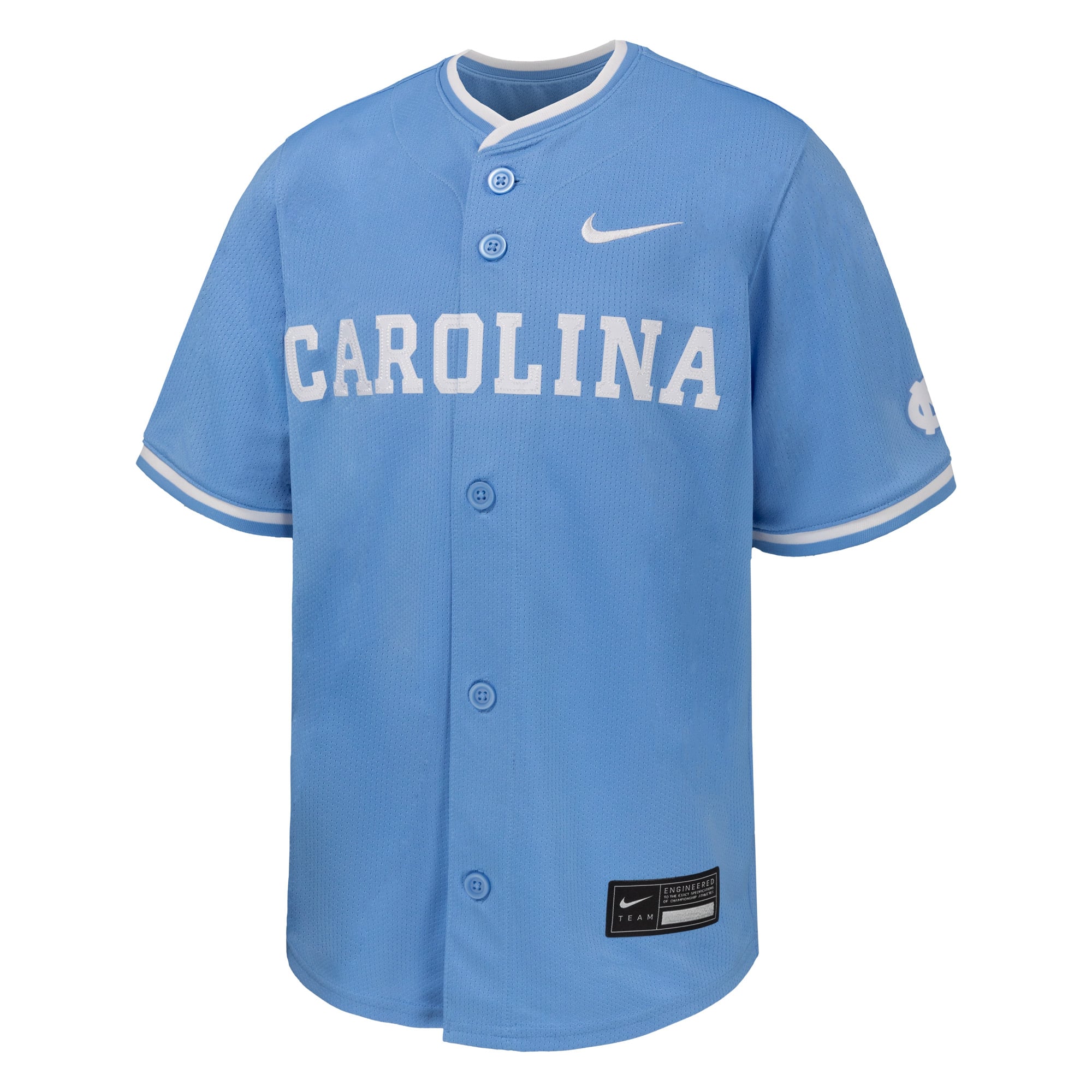 North Carolina Tar Heels Youth Baseball Jersey Carolina Blue - front view