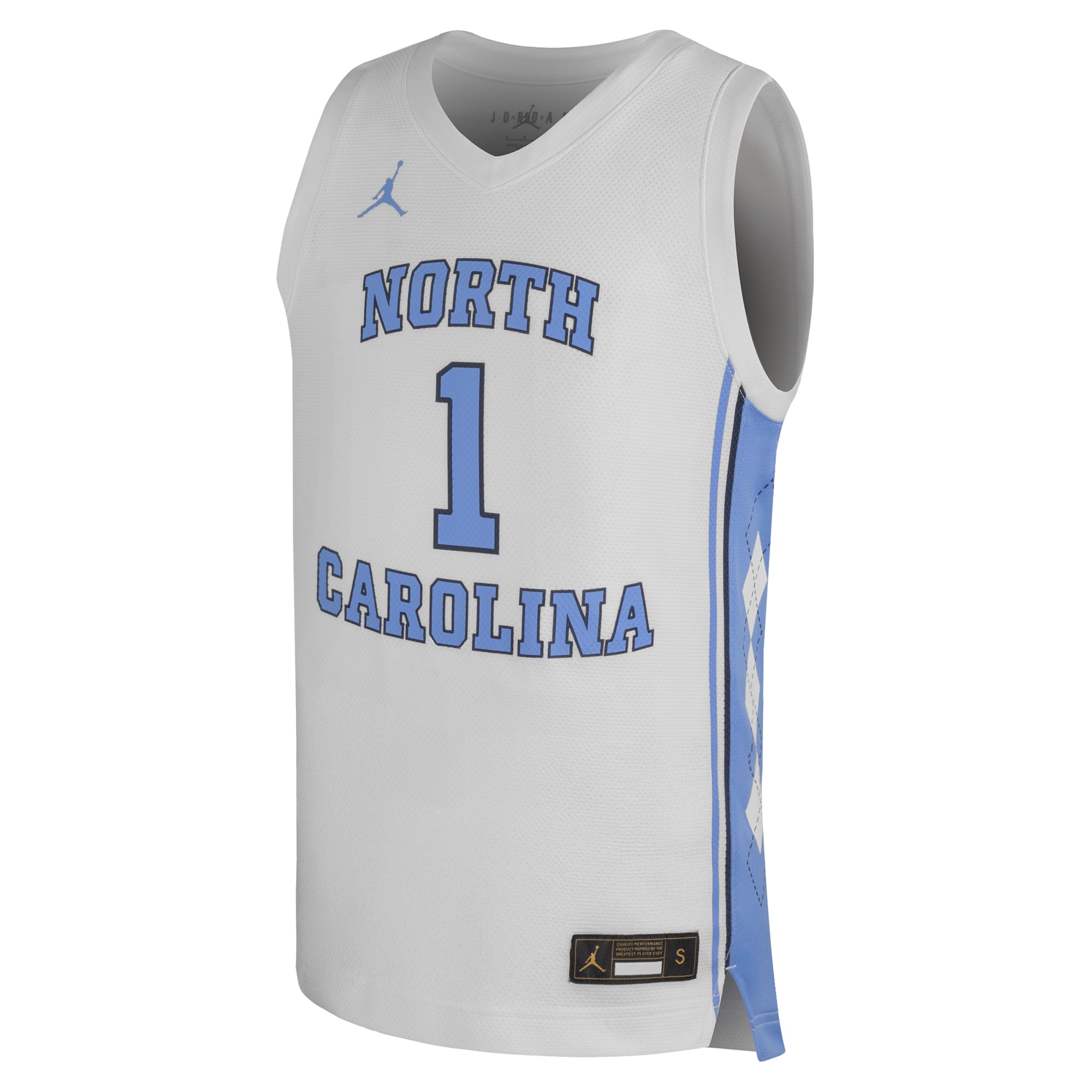 #1 North Carolina Tar Heels Youth Basketball Jersey White - front view