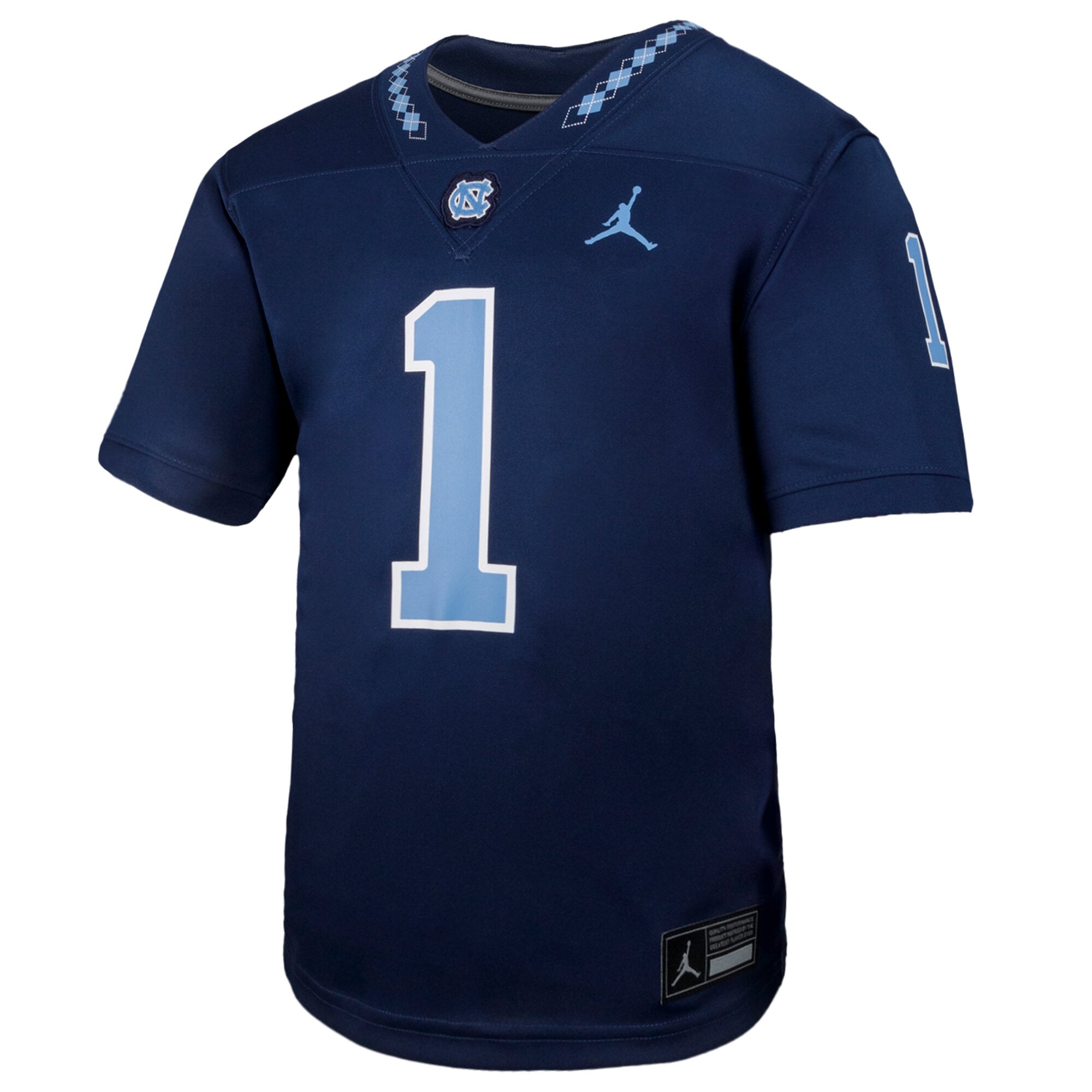 #1 North Carolina Tar Heels Youth Football Jersey Navy - front view