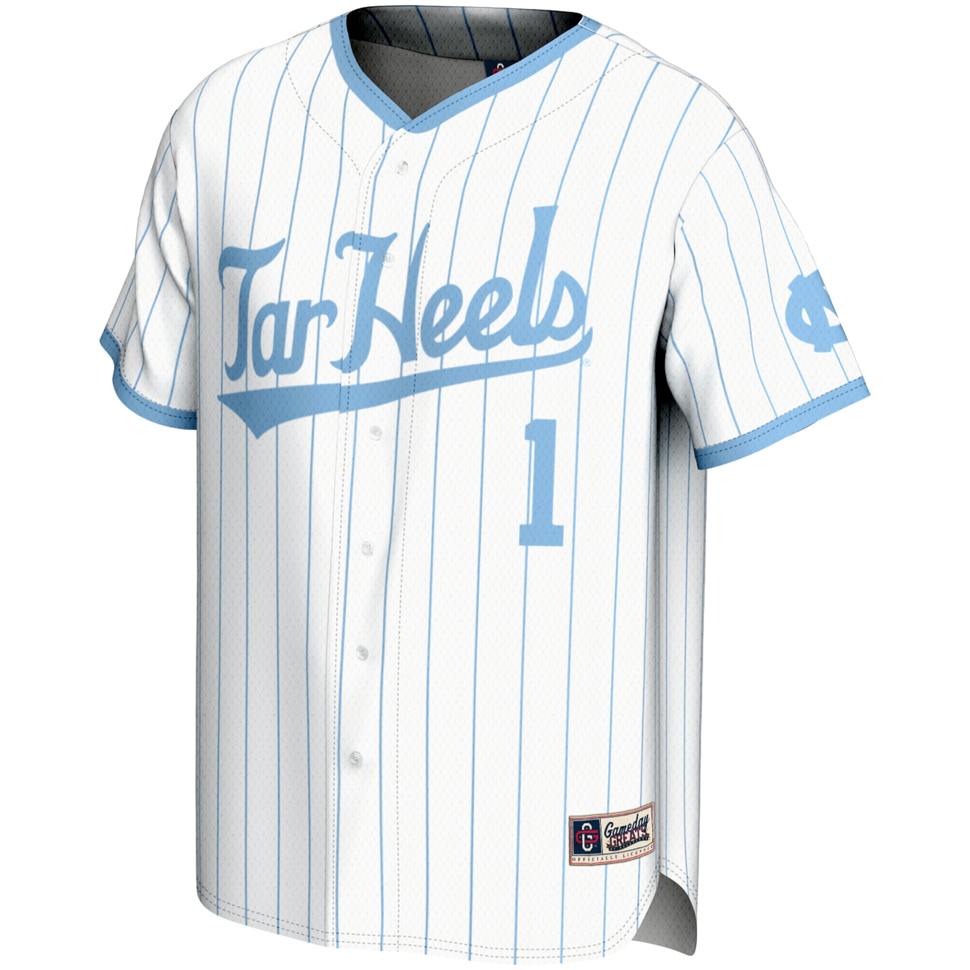 #1 North Carolina Tar Heels Youth Lightweight Baseball Jersey White - front view