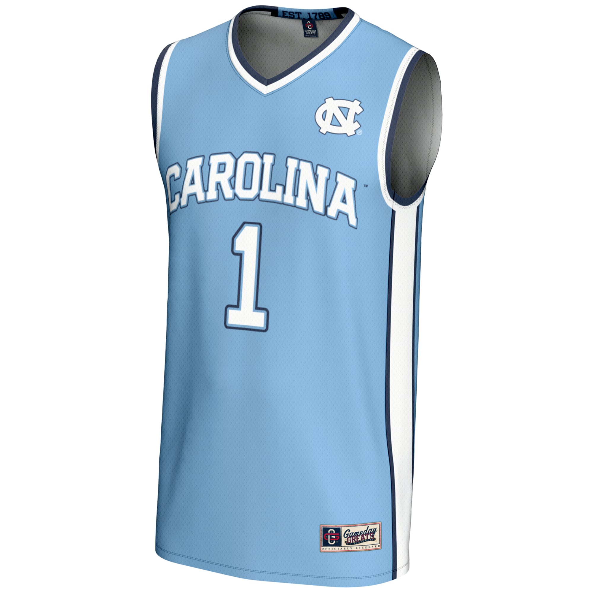 #1 North Carolina Tar Heels Youth Lightweight Basketball Jersey Carolina Blue - front view